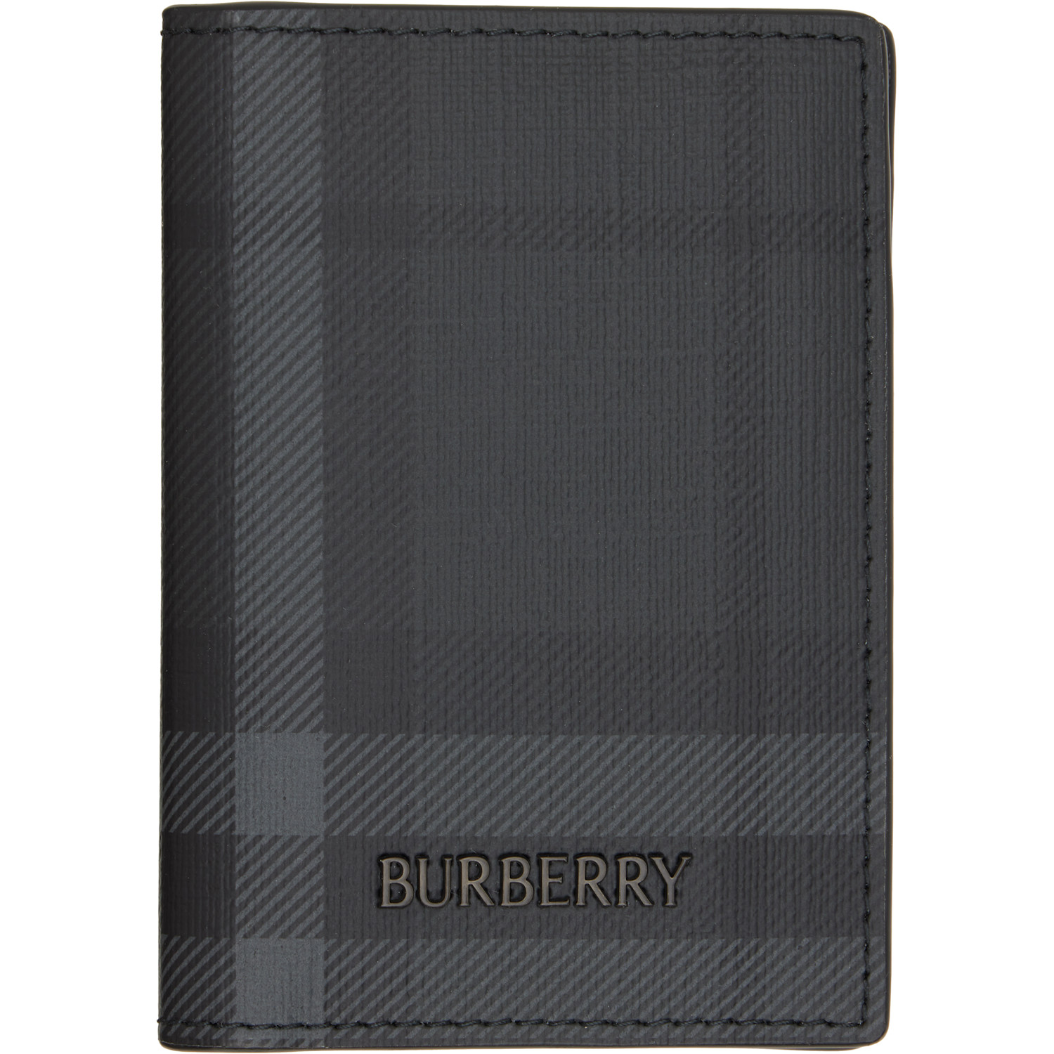 Burberry Gray City Check Folding Card Holder
