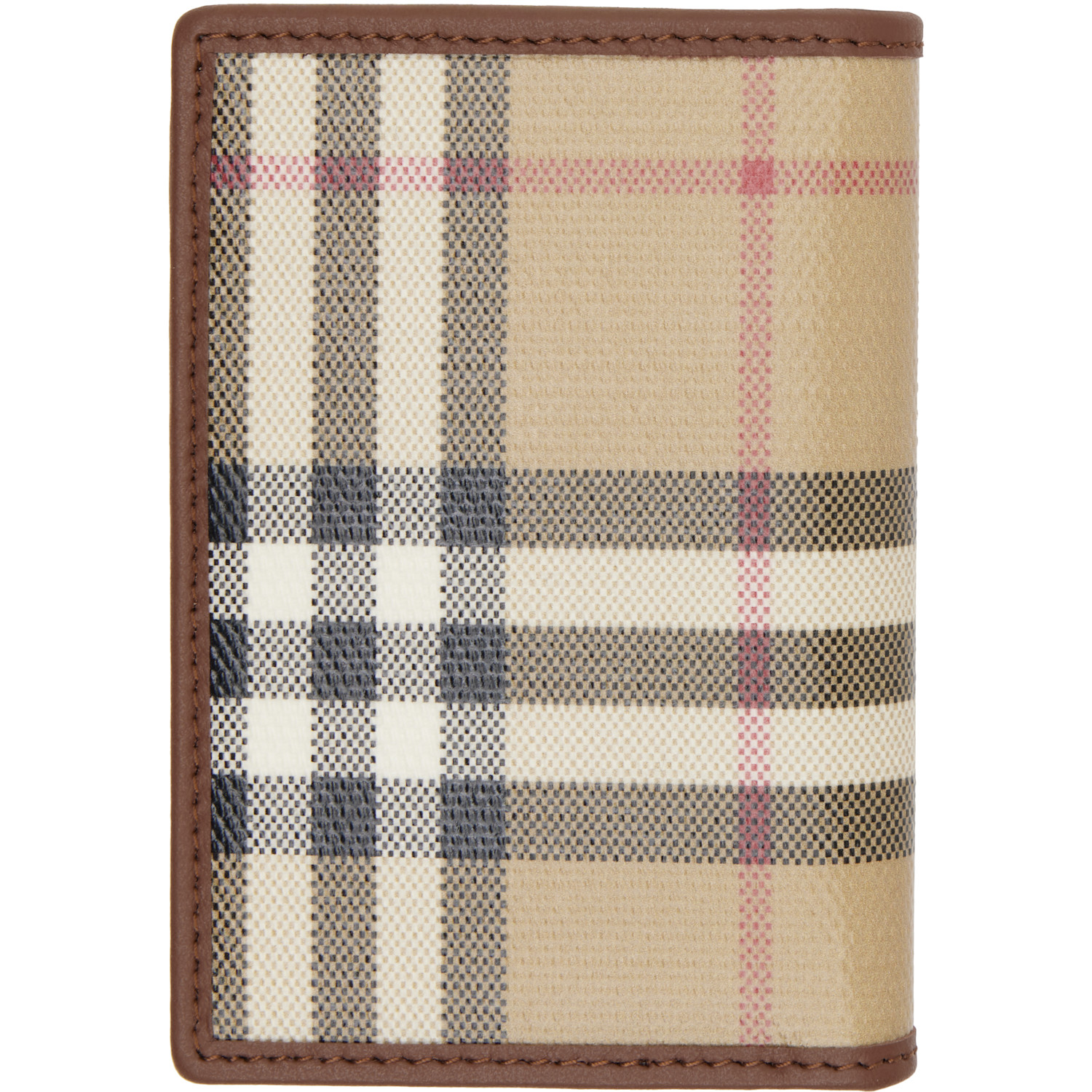  Burberry Beige Check Folding Card Holder 