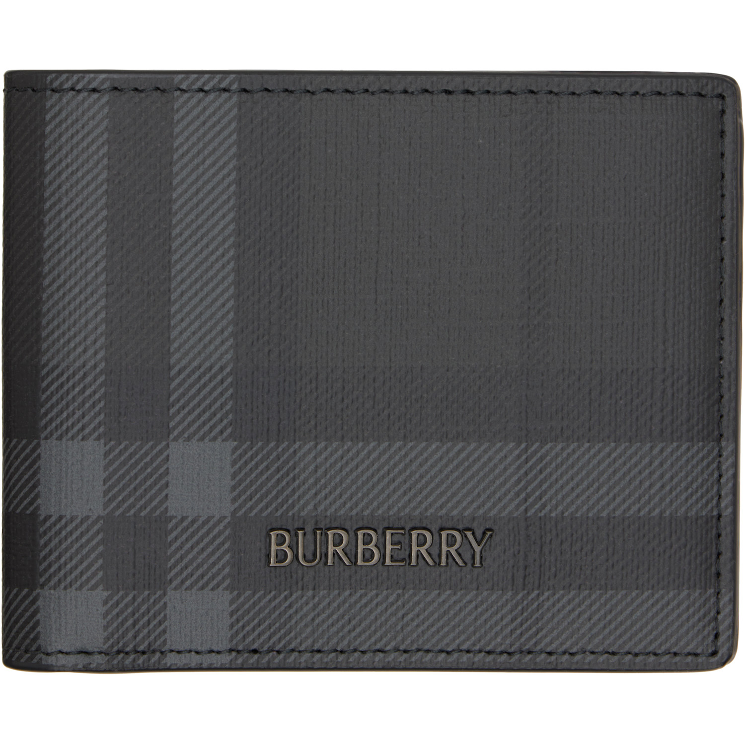 Burberry Gray City Check Slim Bifold Wallet