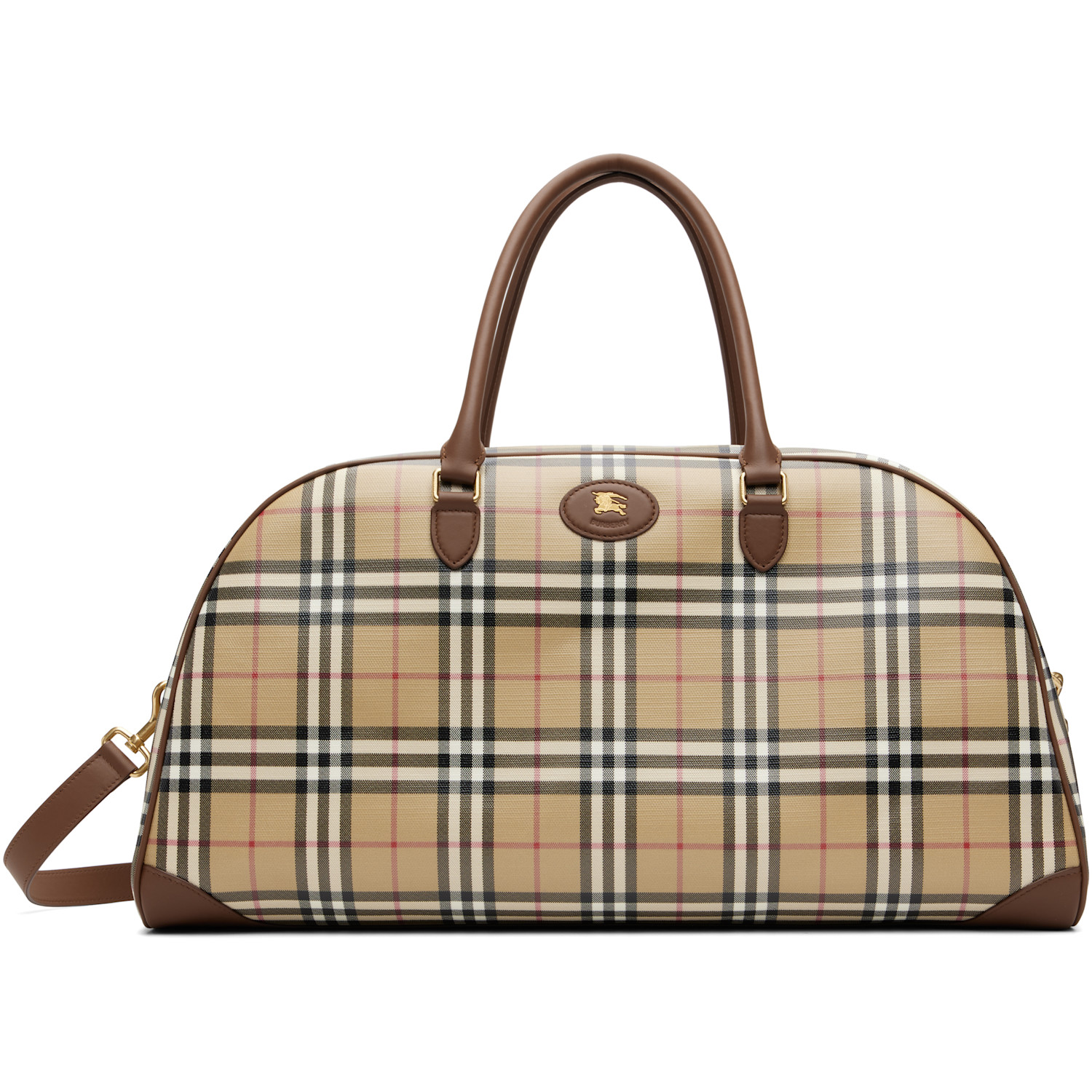 Burberry Beige Check Holdall Duffle Bag