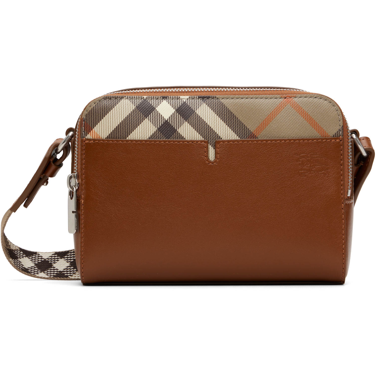Burberry Tan Pop Check Crossbody Bag