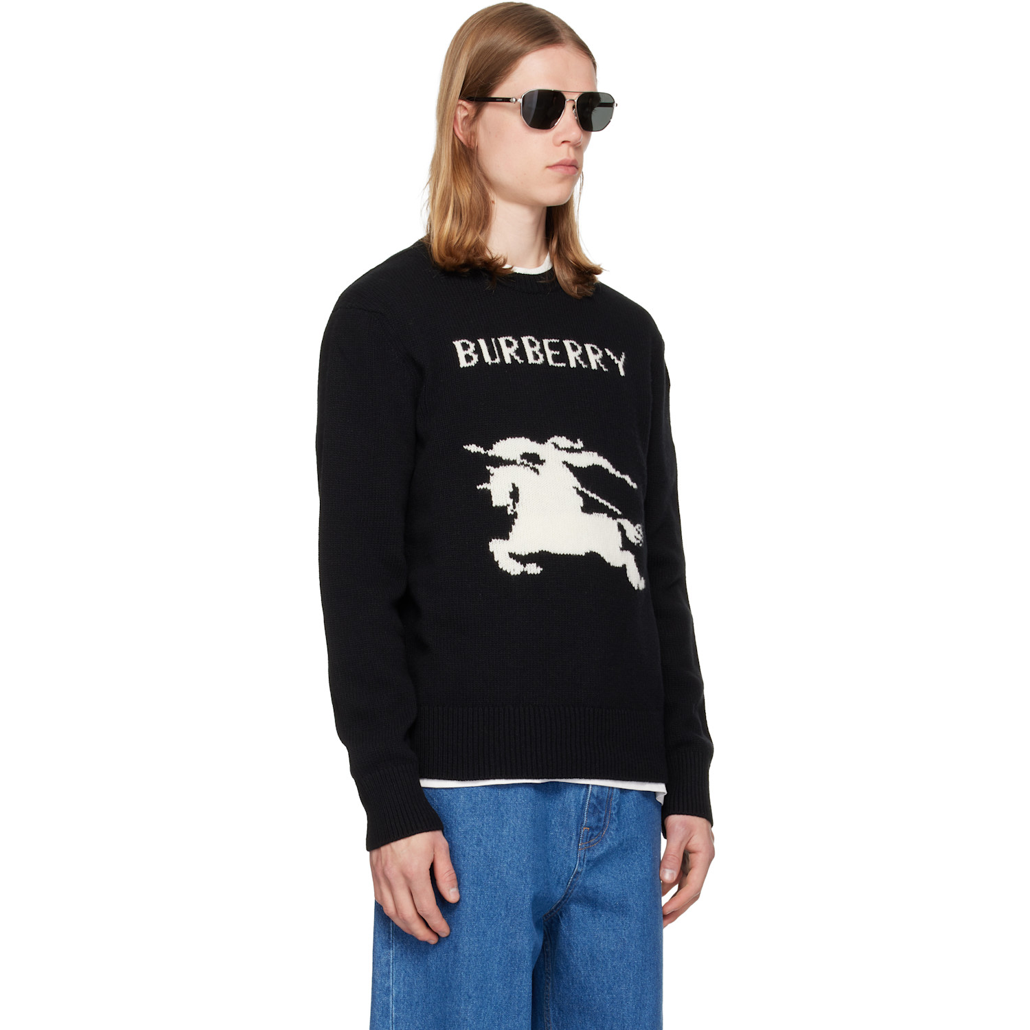  Burberry Black Knight Wool Cashmere Sweater 