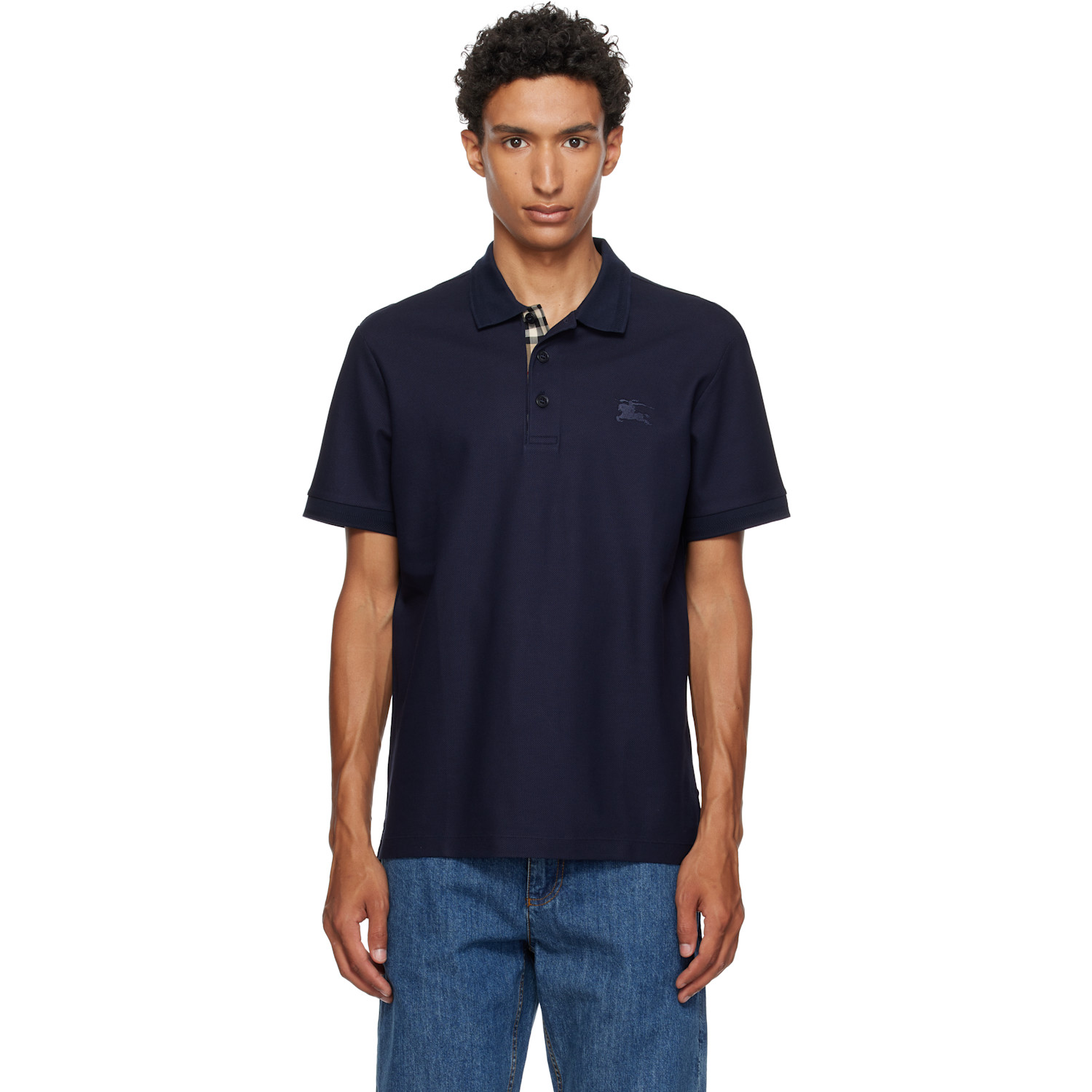 Burberry Navy Cotton Polo
