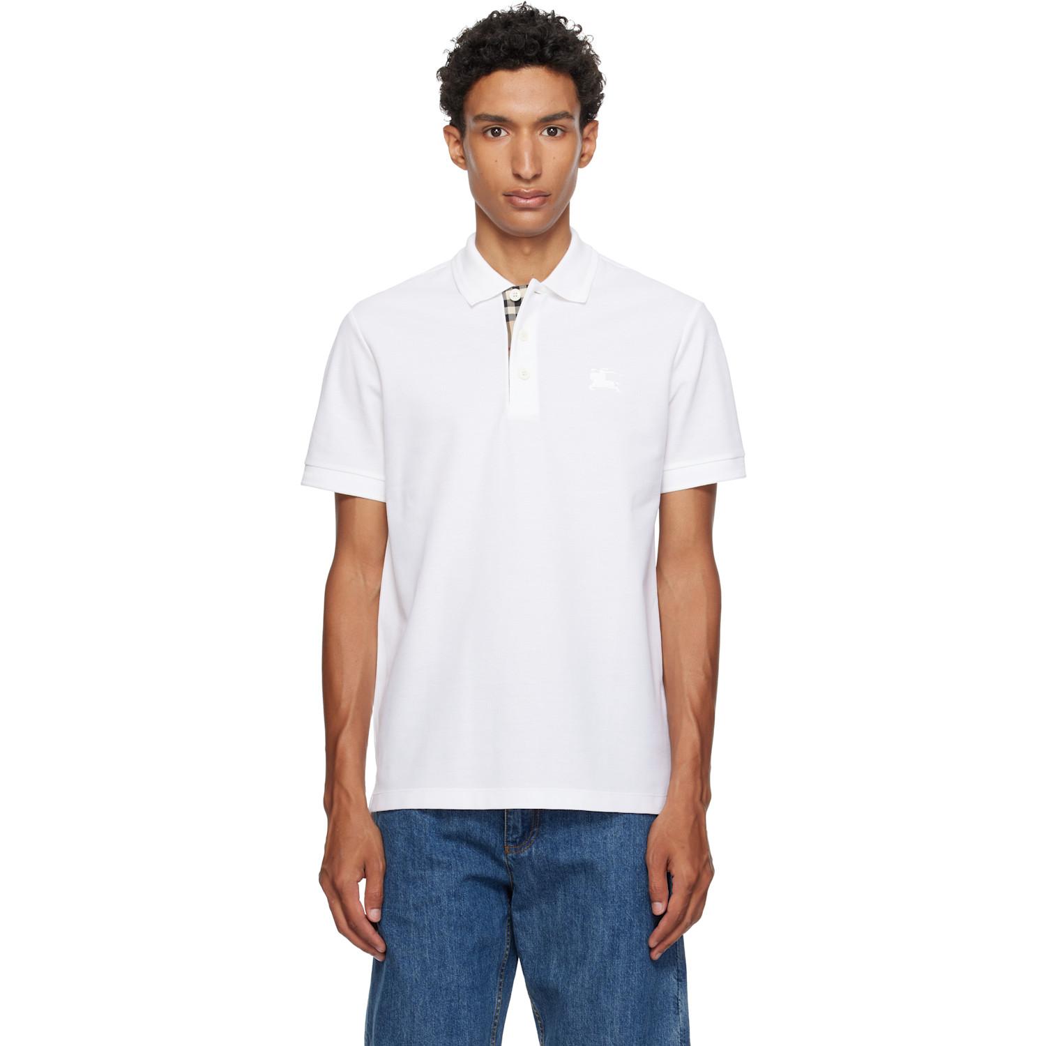 Burberry White Cotton Polo