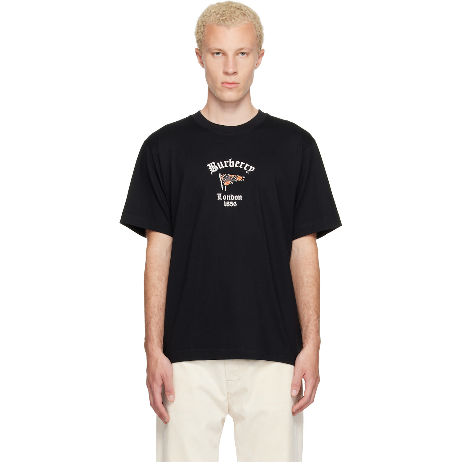 Burberry Black Check Flag Cotton T-shirt