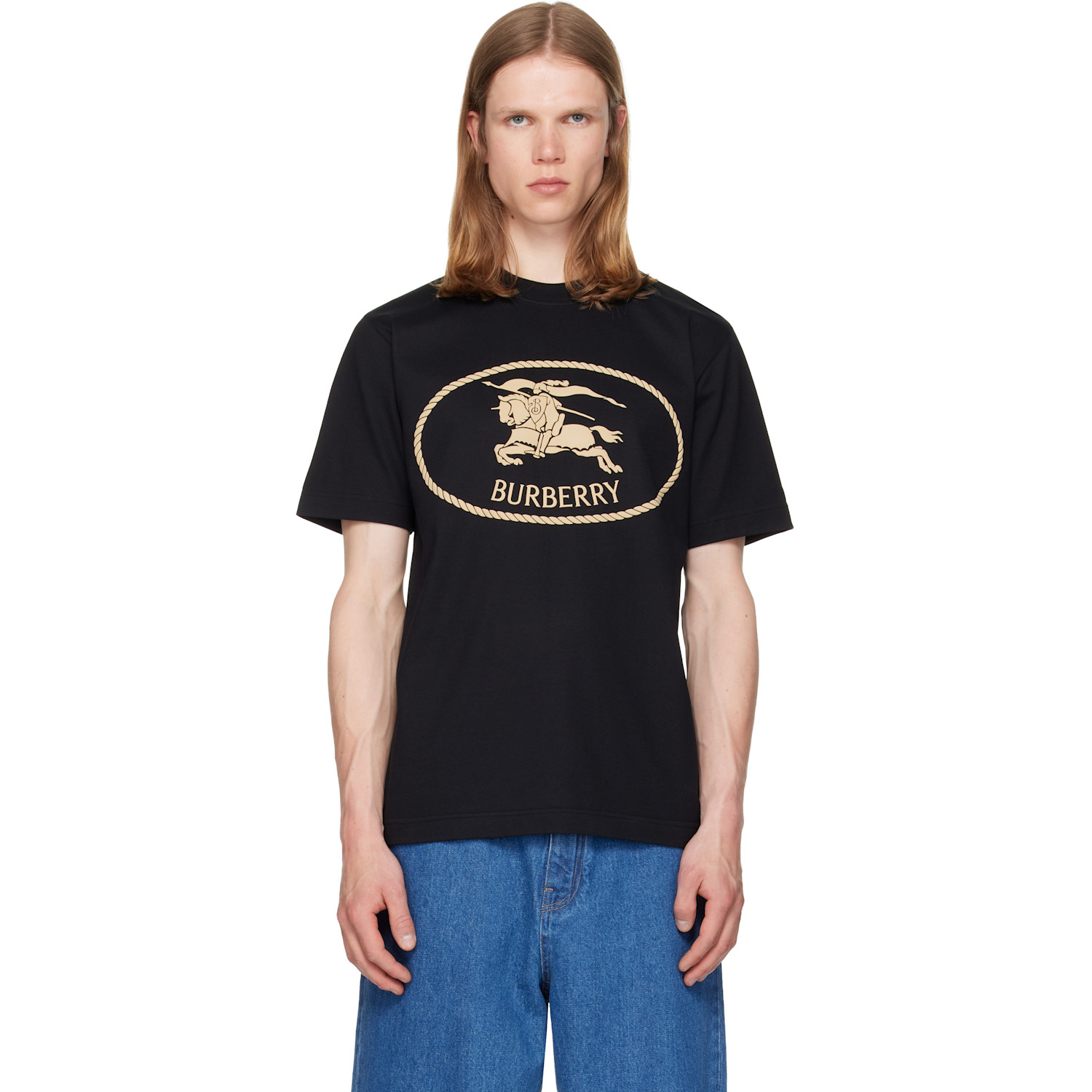 Burberry Black Knight Stamp Cotton T-shirt