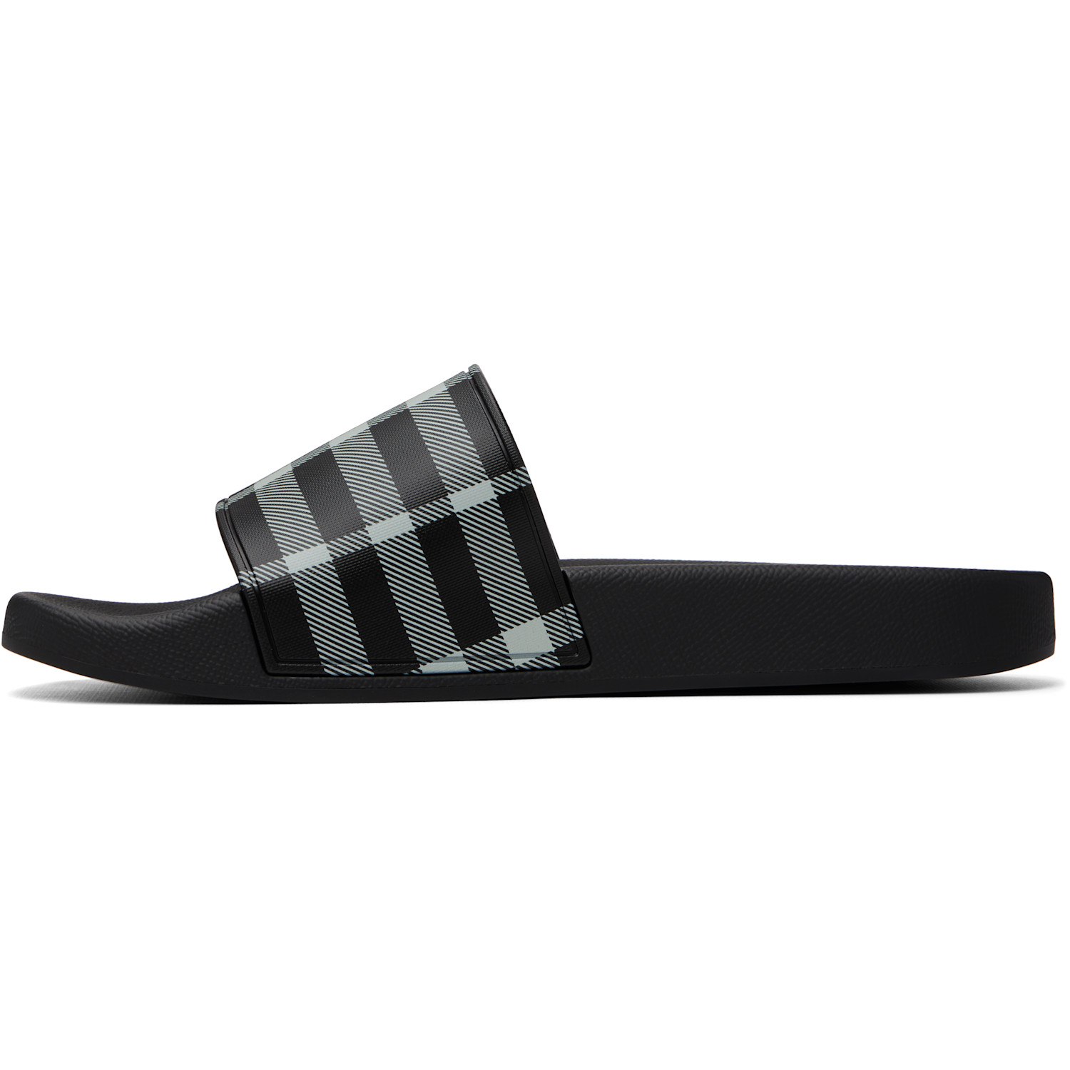  Burberry Black Check Slides 