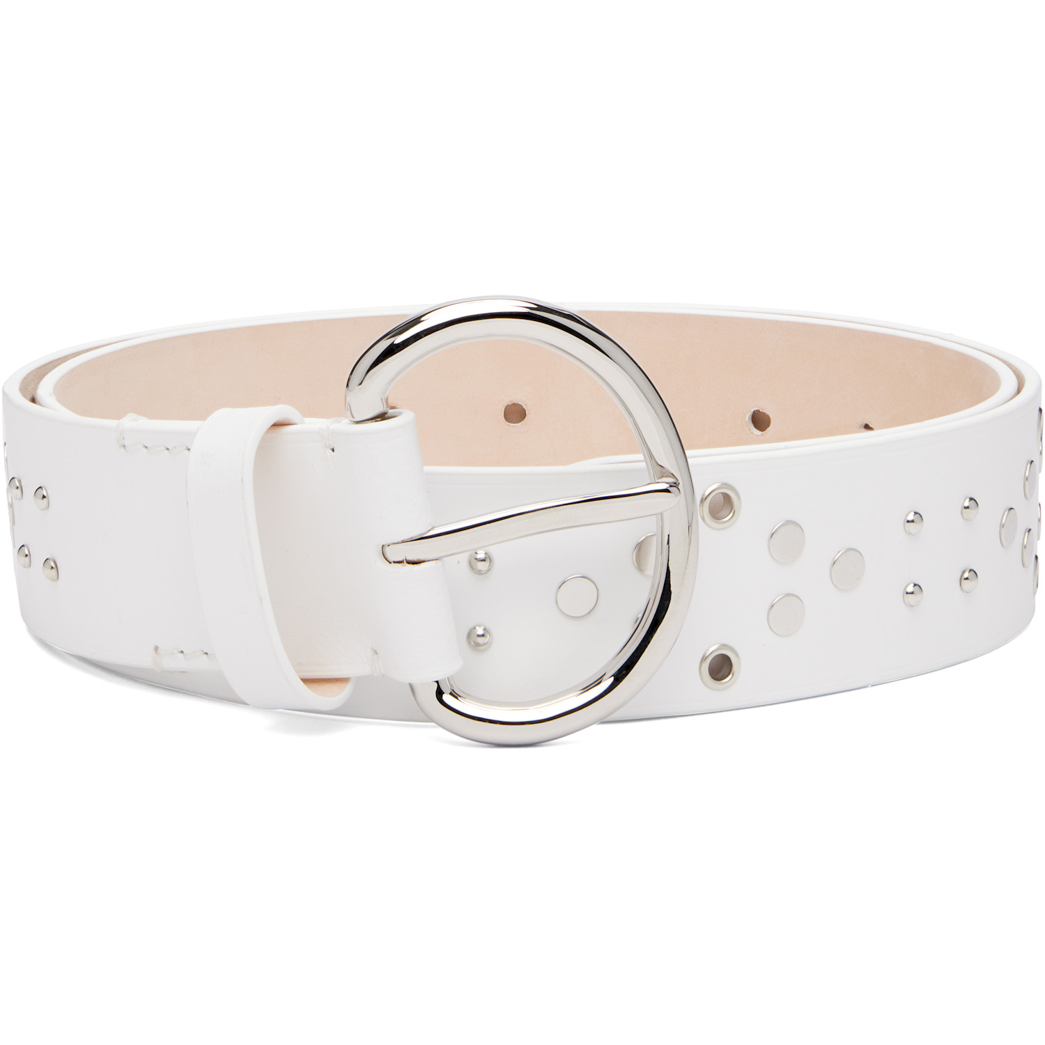 Marni White Metal Studs Leather Belt