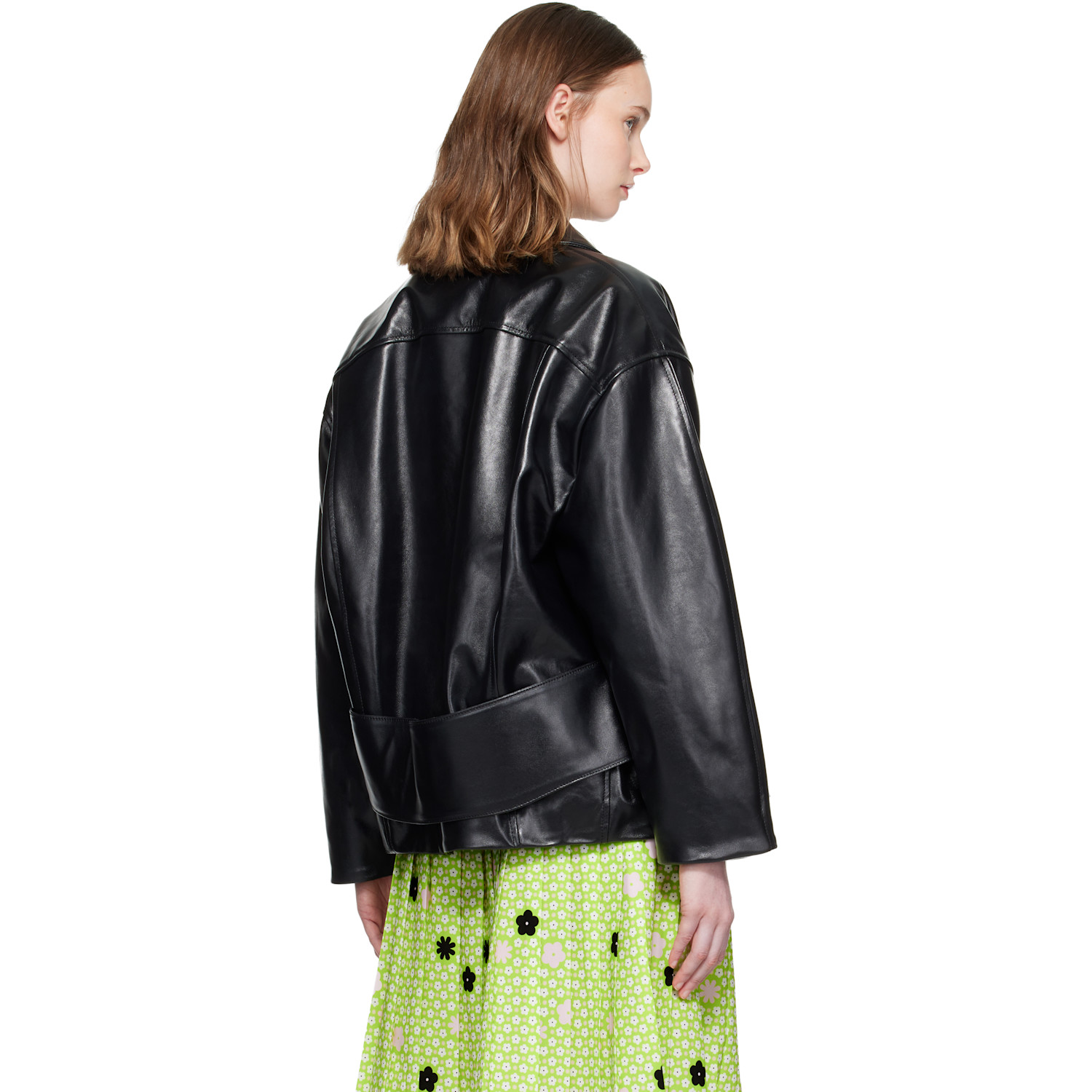  Marni Black Pointed Collar Leather Jacket 