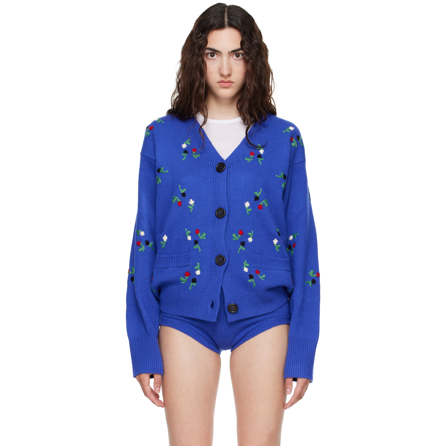 Marni Blue Floral Details Cardigan
