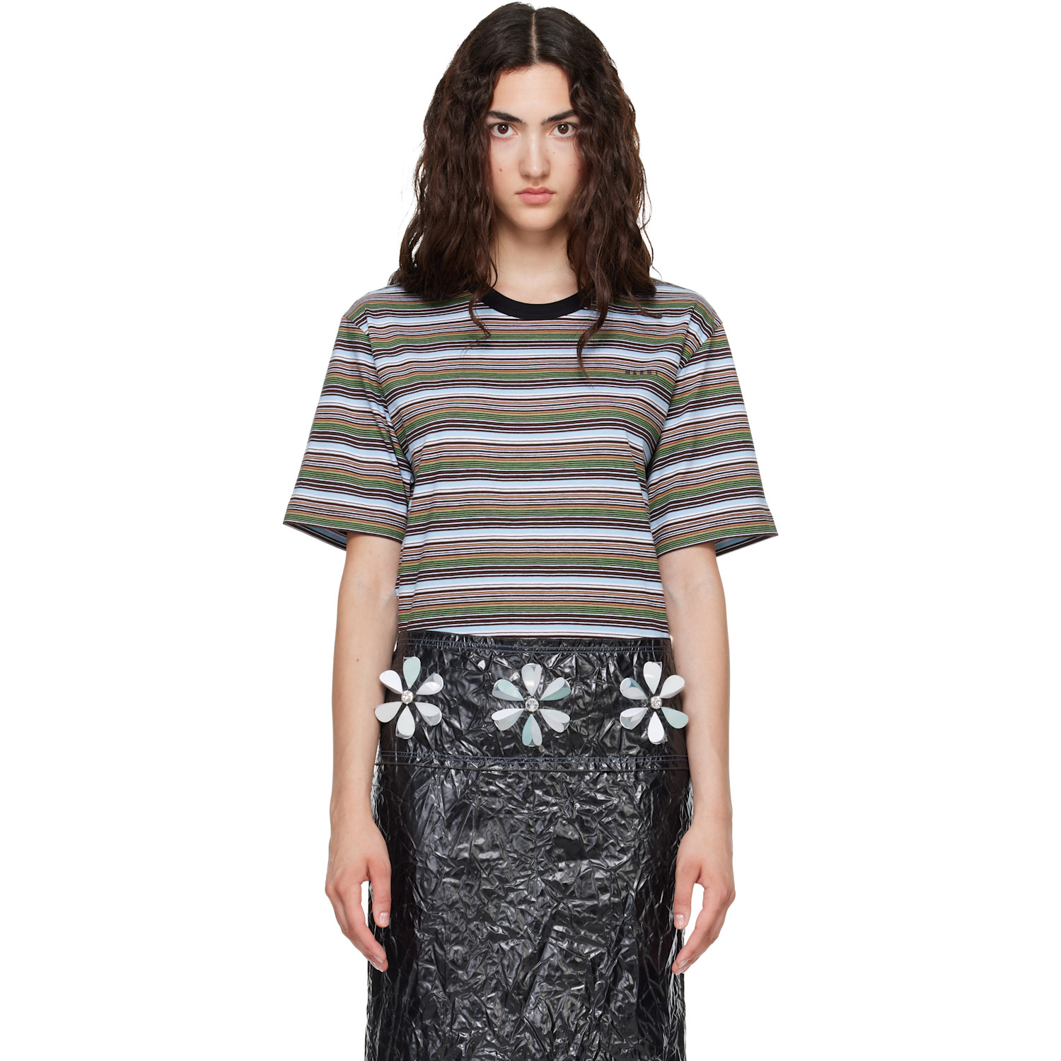 Marni Multicolor Striped Cotton T-shirt