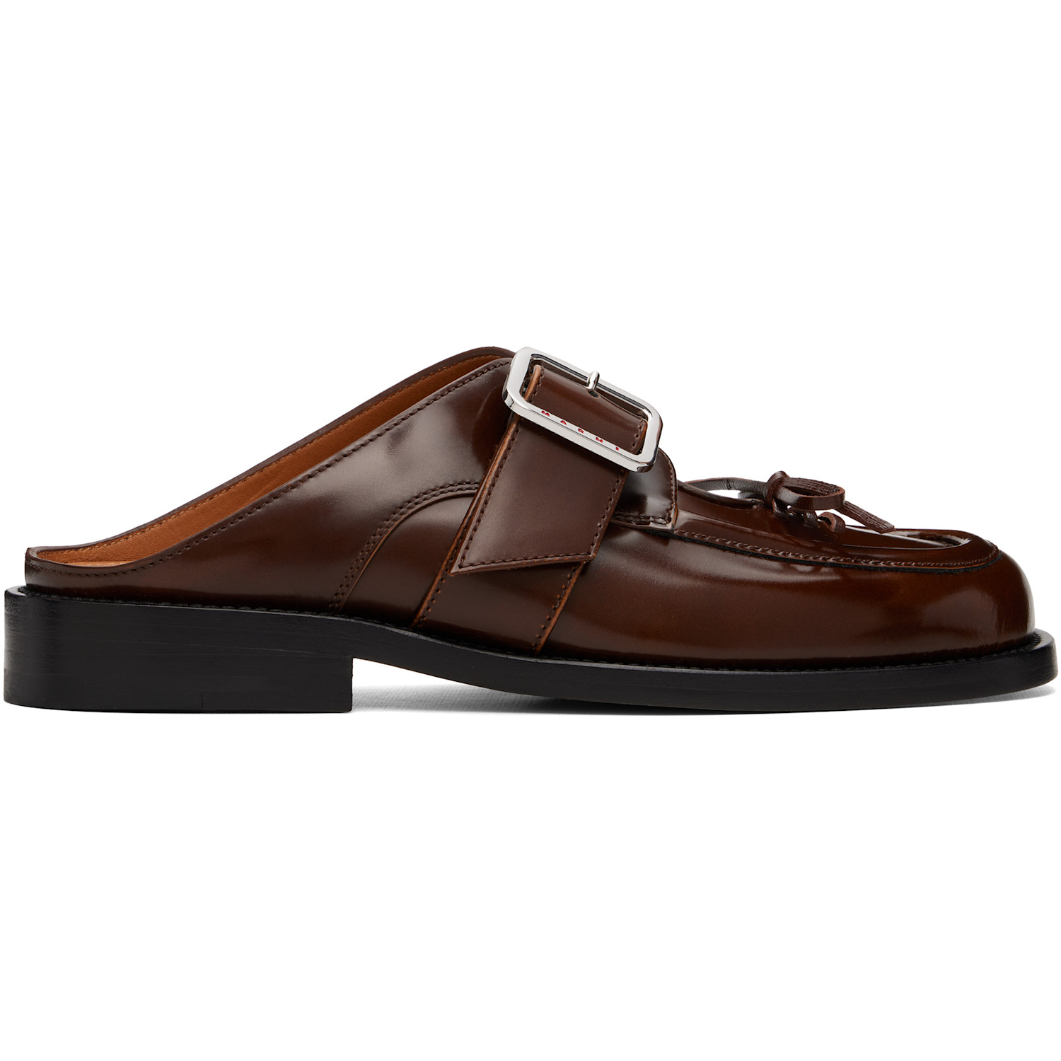Marni Brown Buckle Sabot Loafers