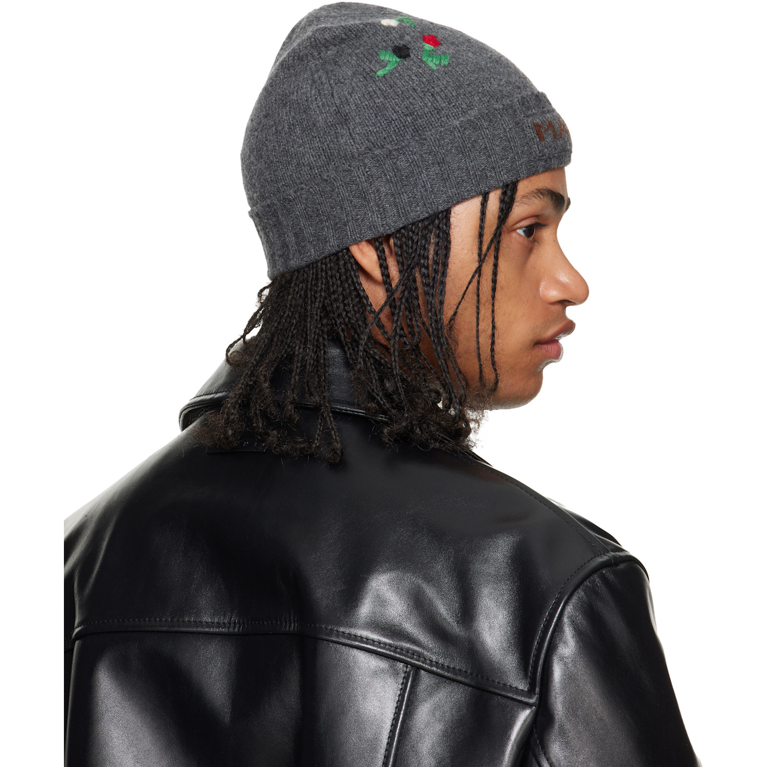  Marni Gray Wool & Cashmere Flower Beanie 