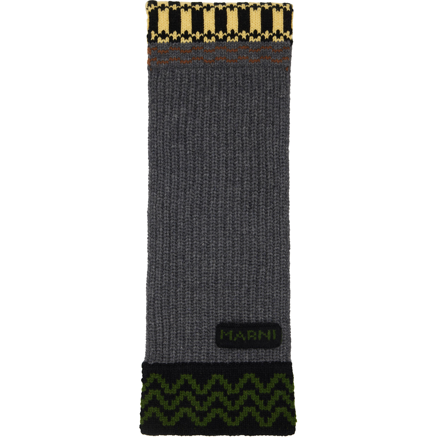 Marni Gray & Yellow Wool Scarf