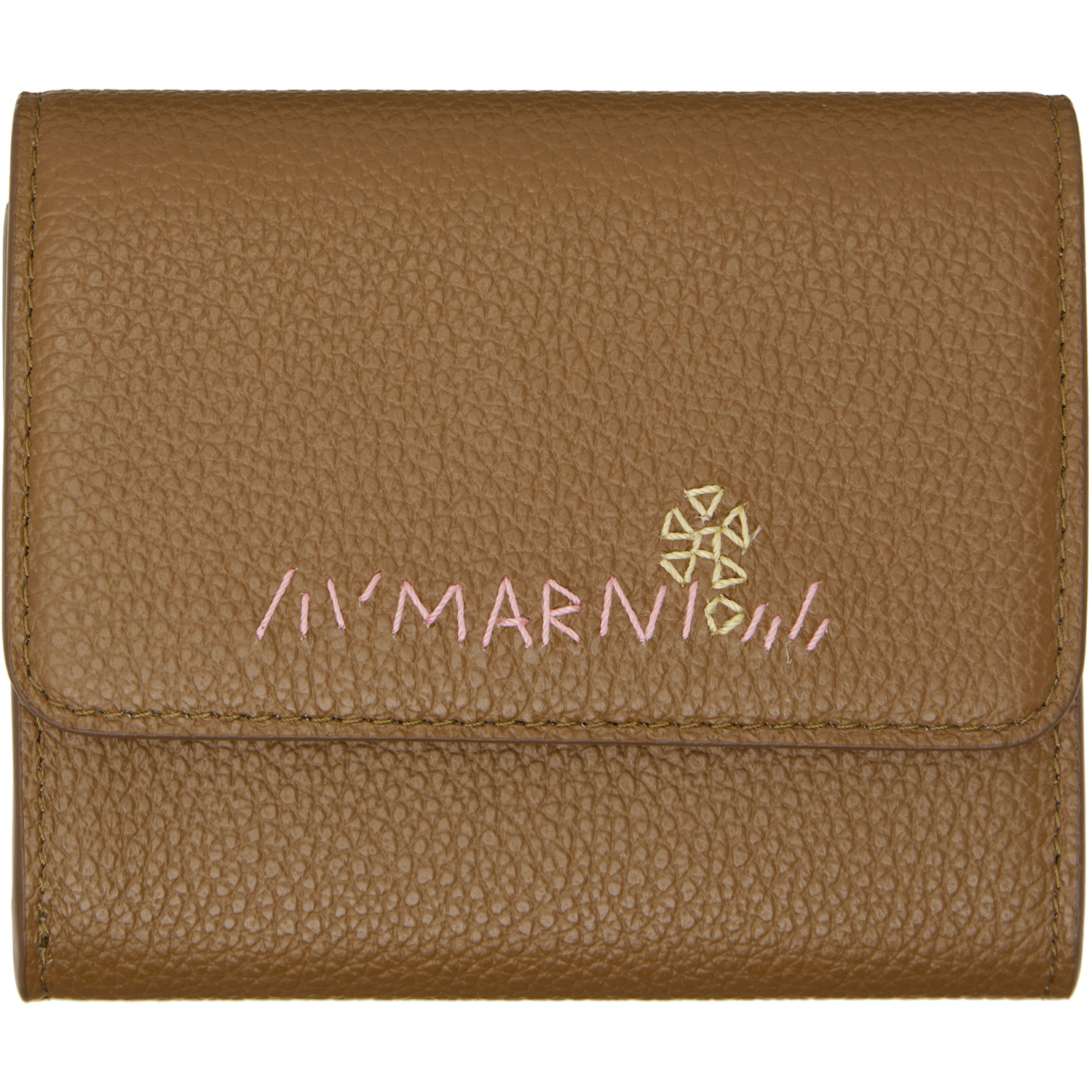 Marni Khaki 'Marni Mending' Leather Flap Card Holder