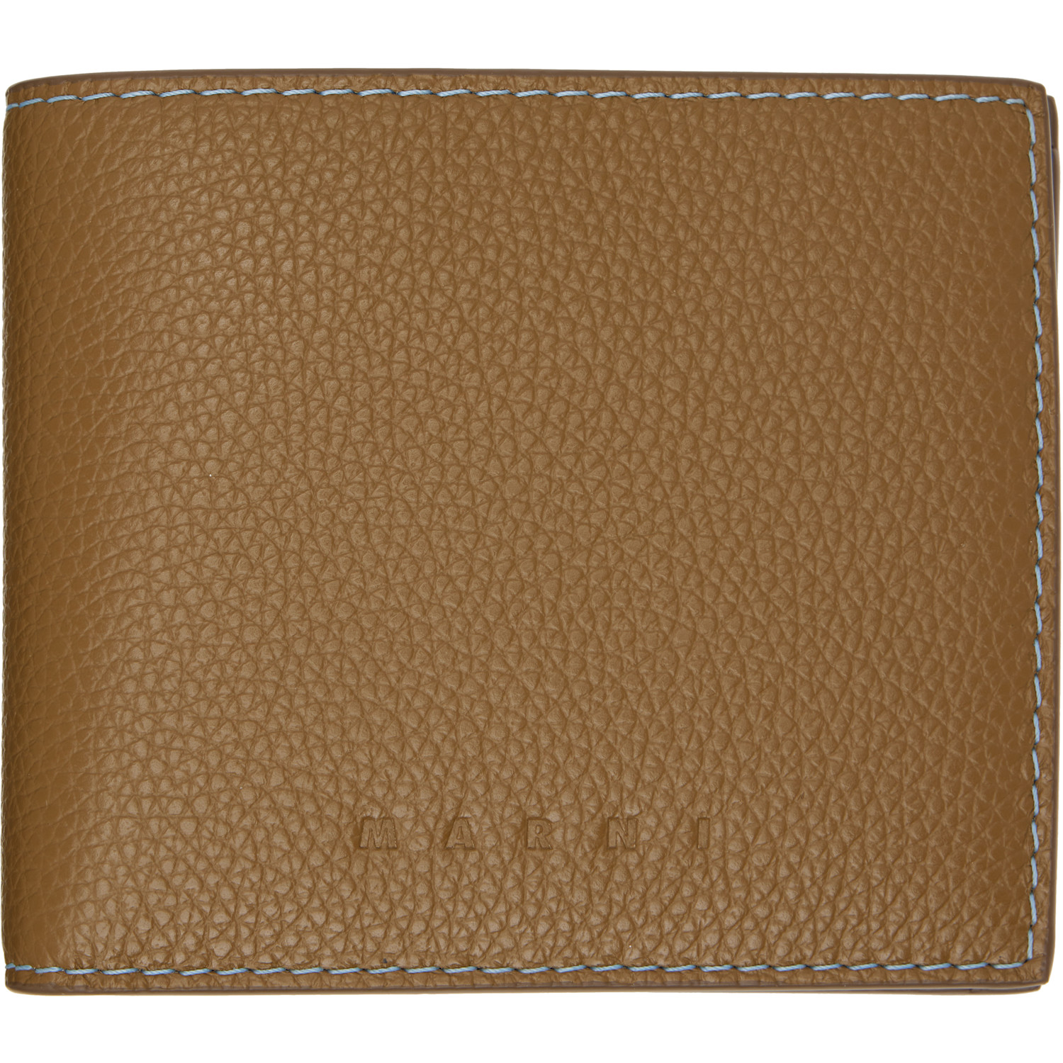 Marni Khaki Contrast Stitching Leather Bifold Wallet