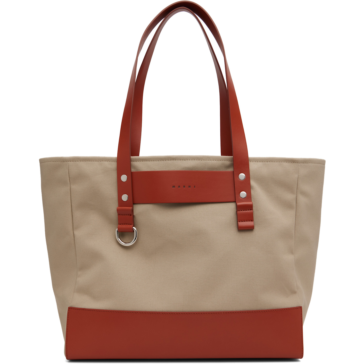 Marni Beige & Orange Canvas Tote