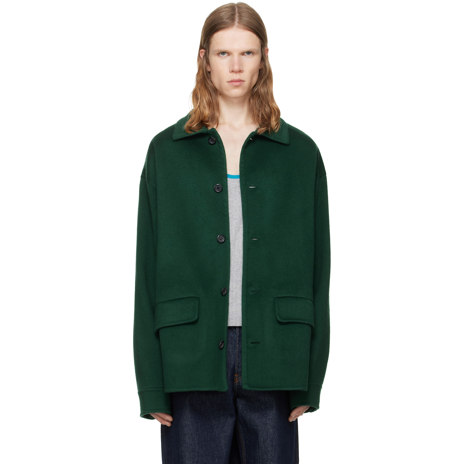 Marni Green Wool-Cashmere Jacket