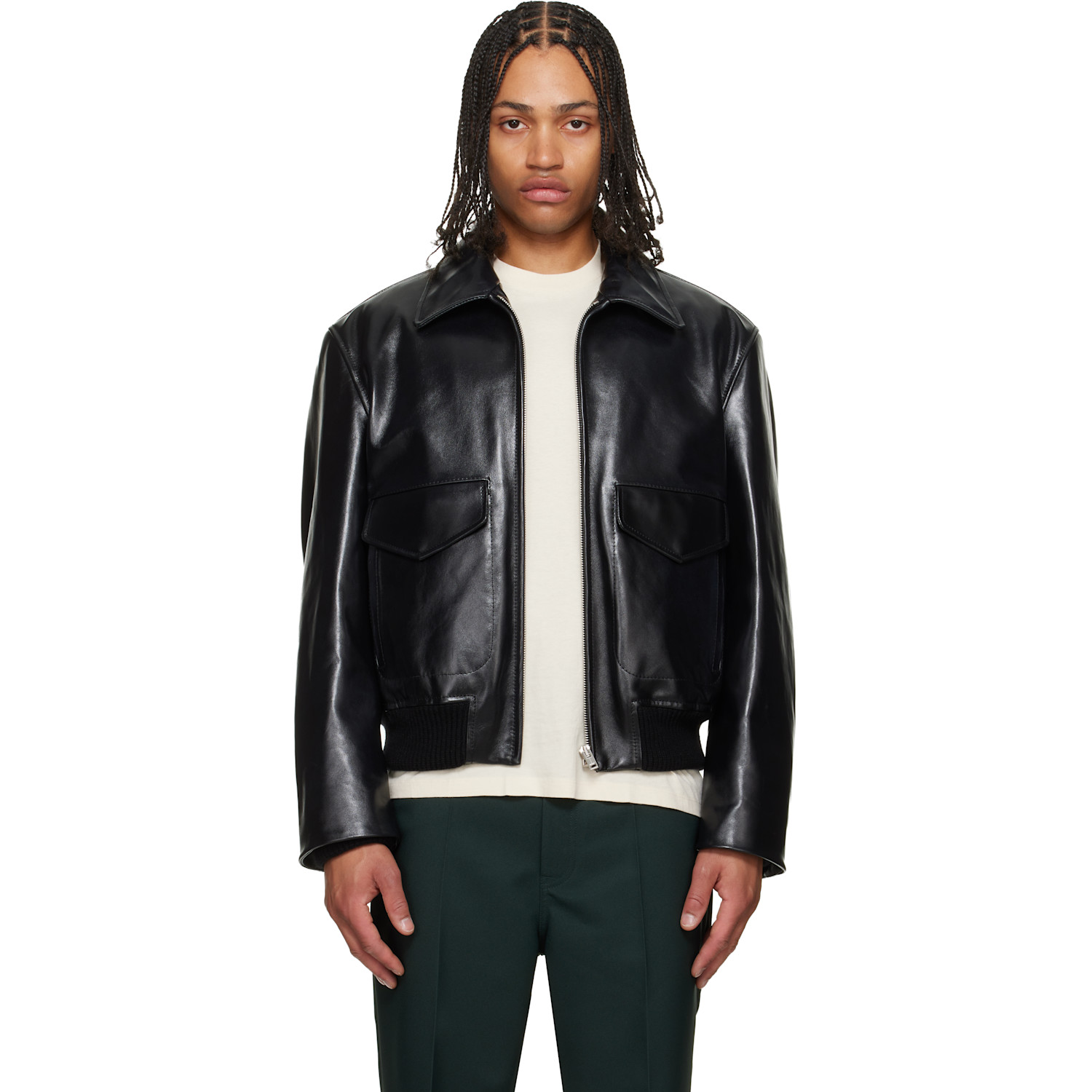 Marni Black Buffed Leather Jacket