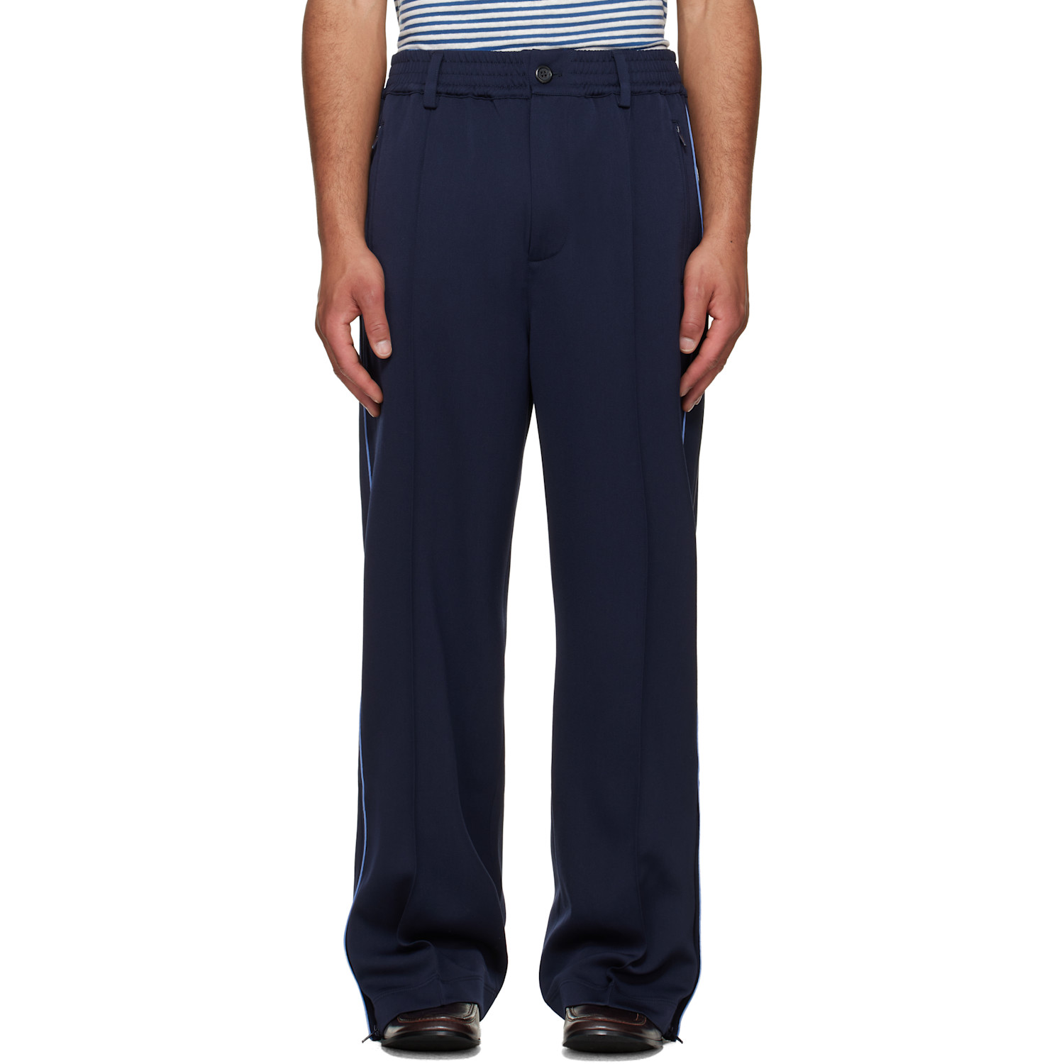 Marni Navy Piped Wool Twill Trousers
