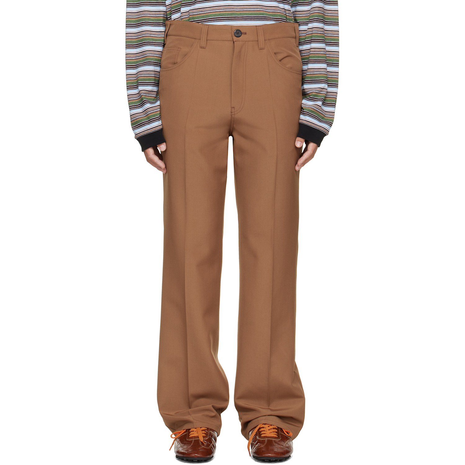 Marni Brown Virgin Wool Trousers