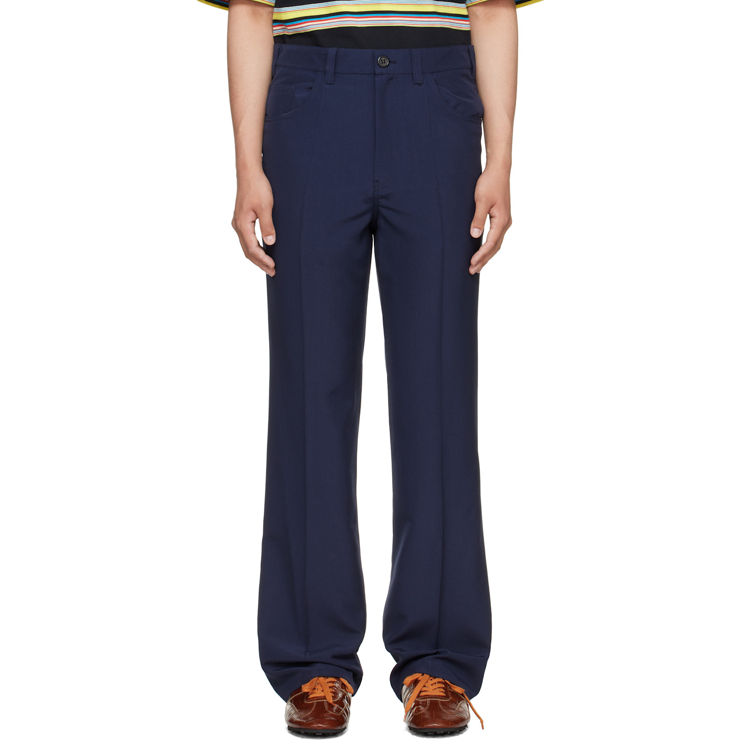 Marni Navy Virgin Wool Trousers