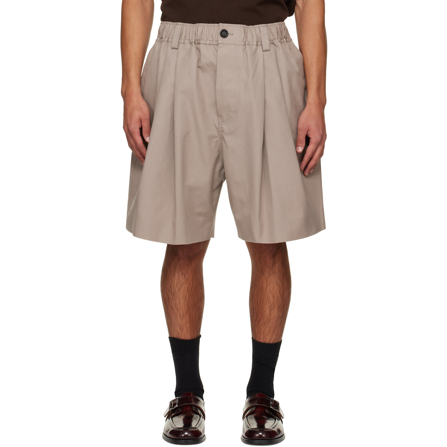 Marni Gray Canvas Pleats Shorts