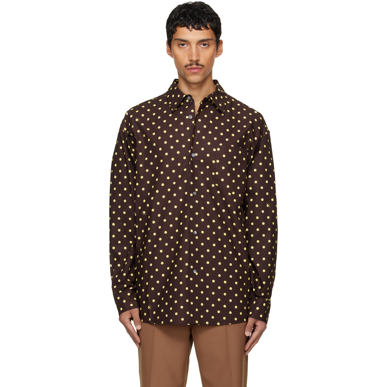 Marni Brown & Yellow Polka-Dot Shirt