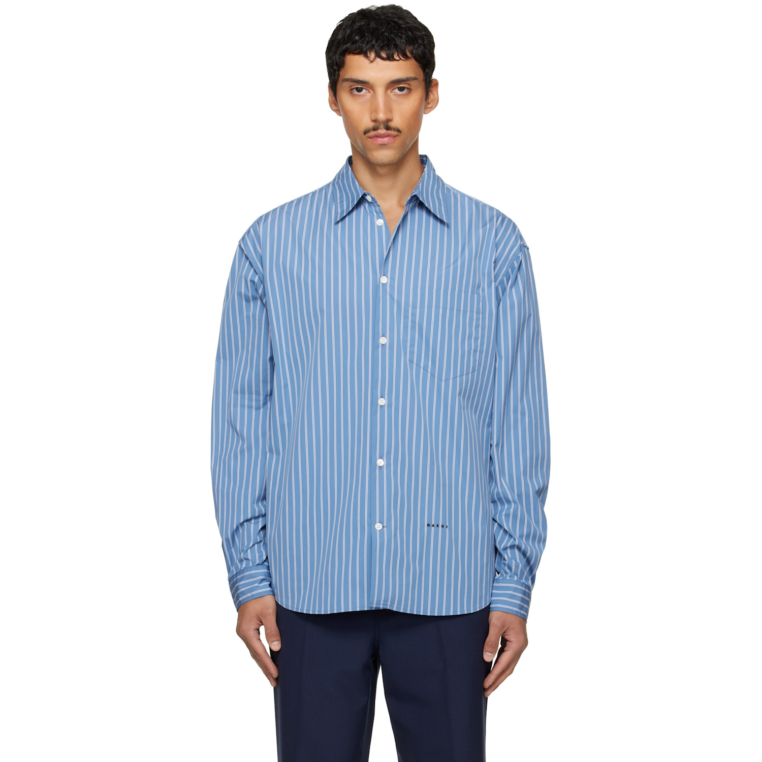 Marni Blue Striped Shirt