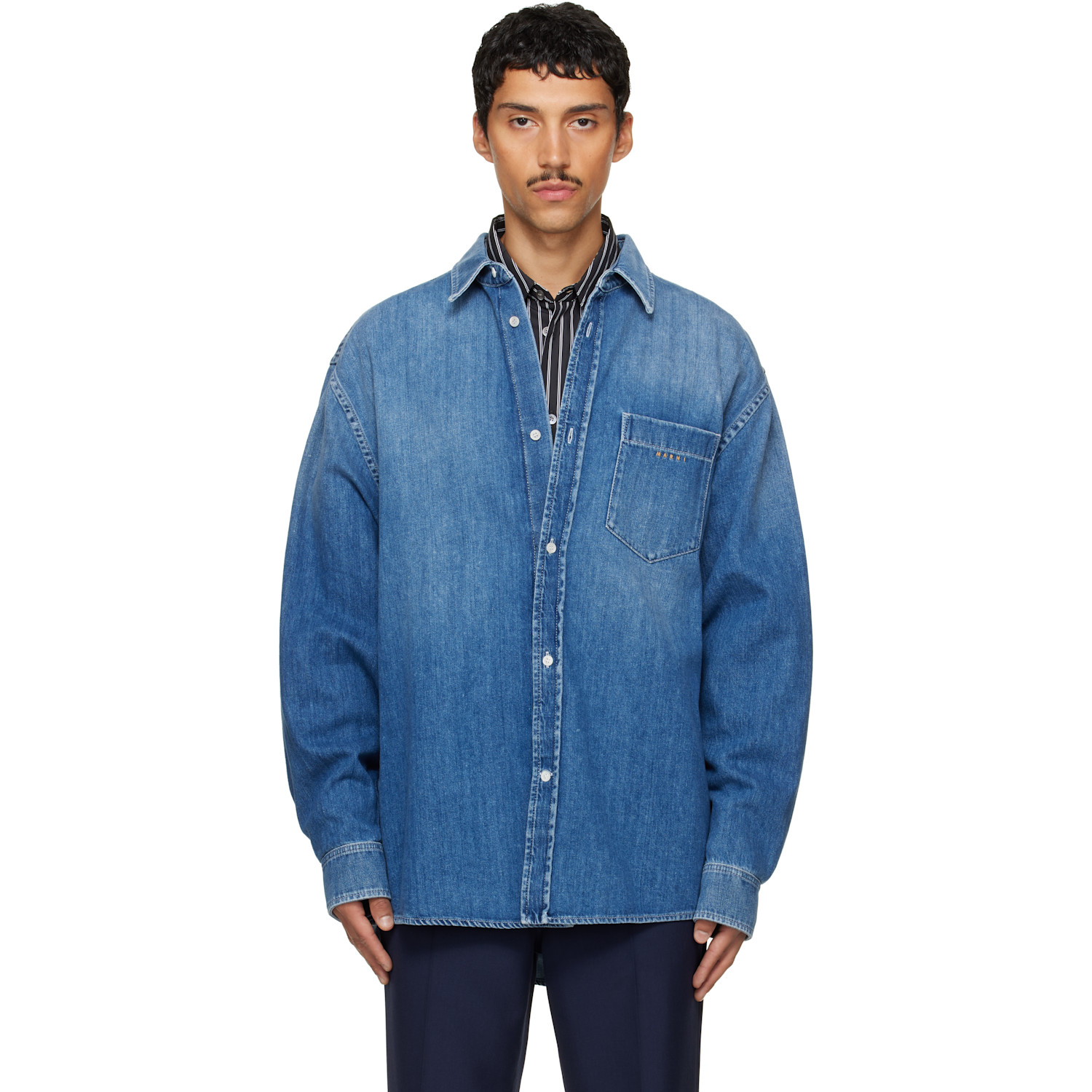 Marni Blue Faded Denim Shirt