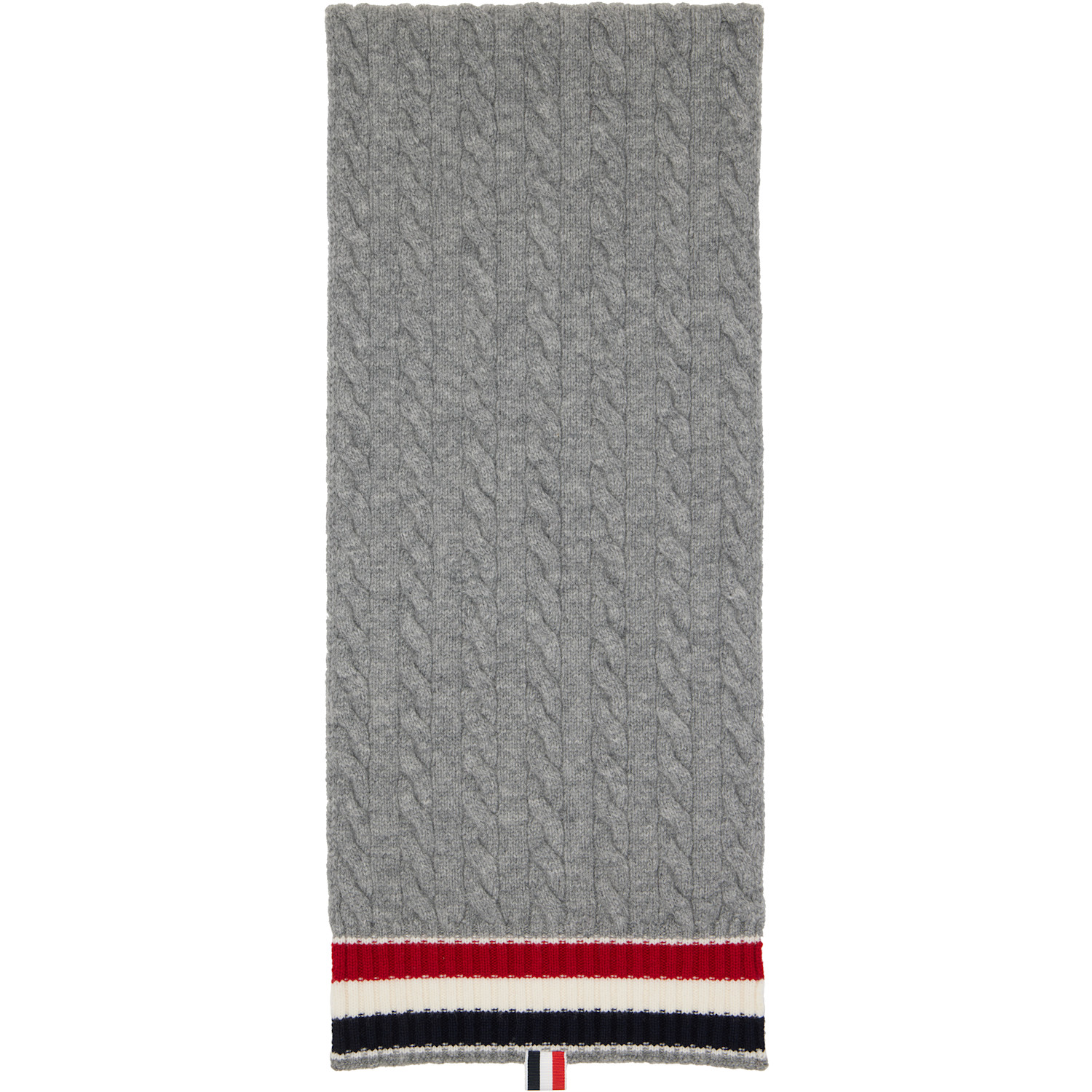 Thom Browne Gray Cable Knit Wool Scarf