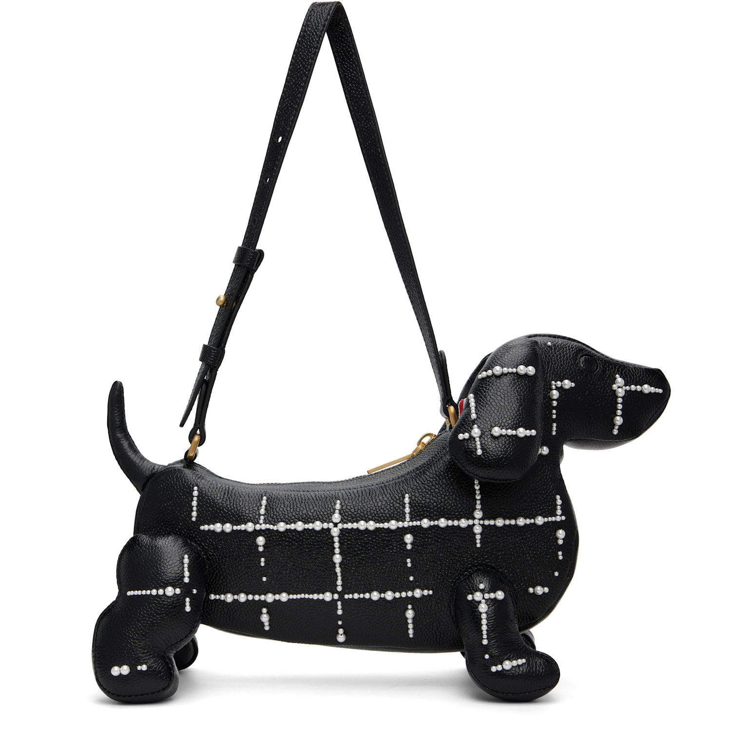 Thom Browne Black Windowpane Pearl Baby Hector Bag
