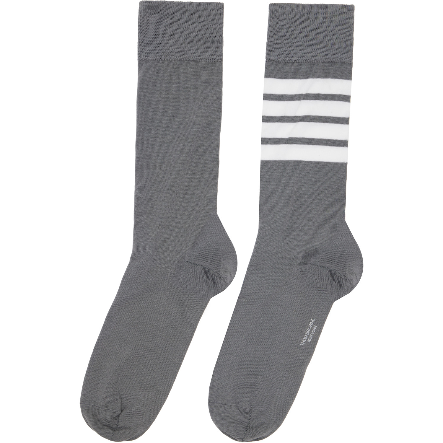  Thom Browne Gray Cotton 4-bar Mid Calf Socks 