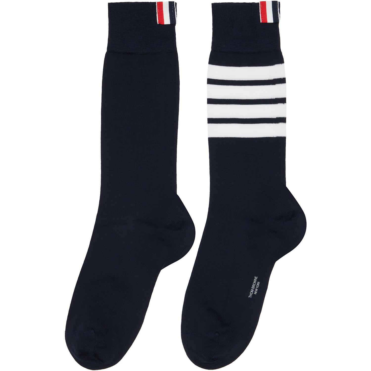  Thom Browne Navy Cotton 4-bar Mid Calf Socks 