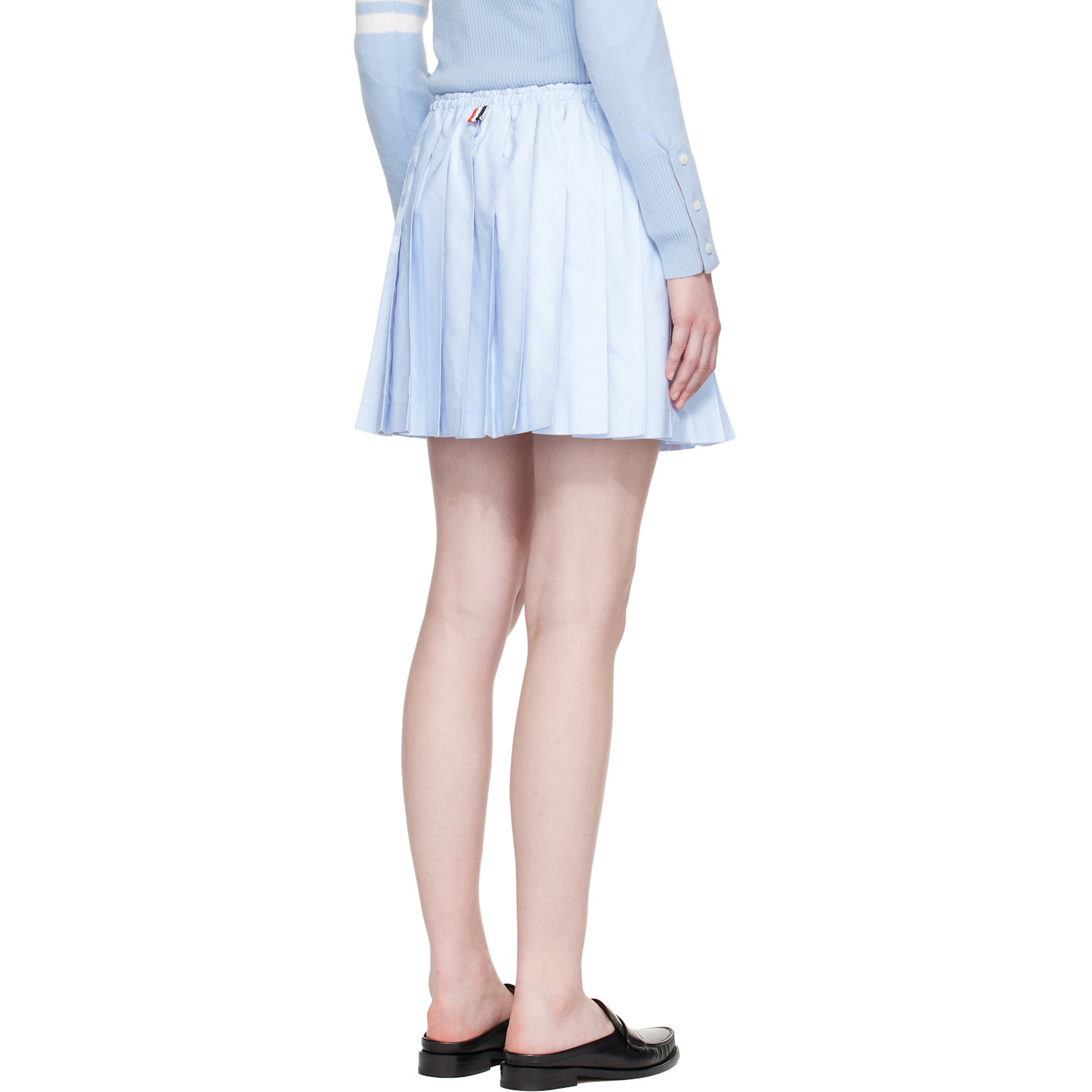  Thom Browne Blue Oxford 4-bar Drawstring Pleated Miniskirt 