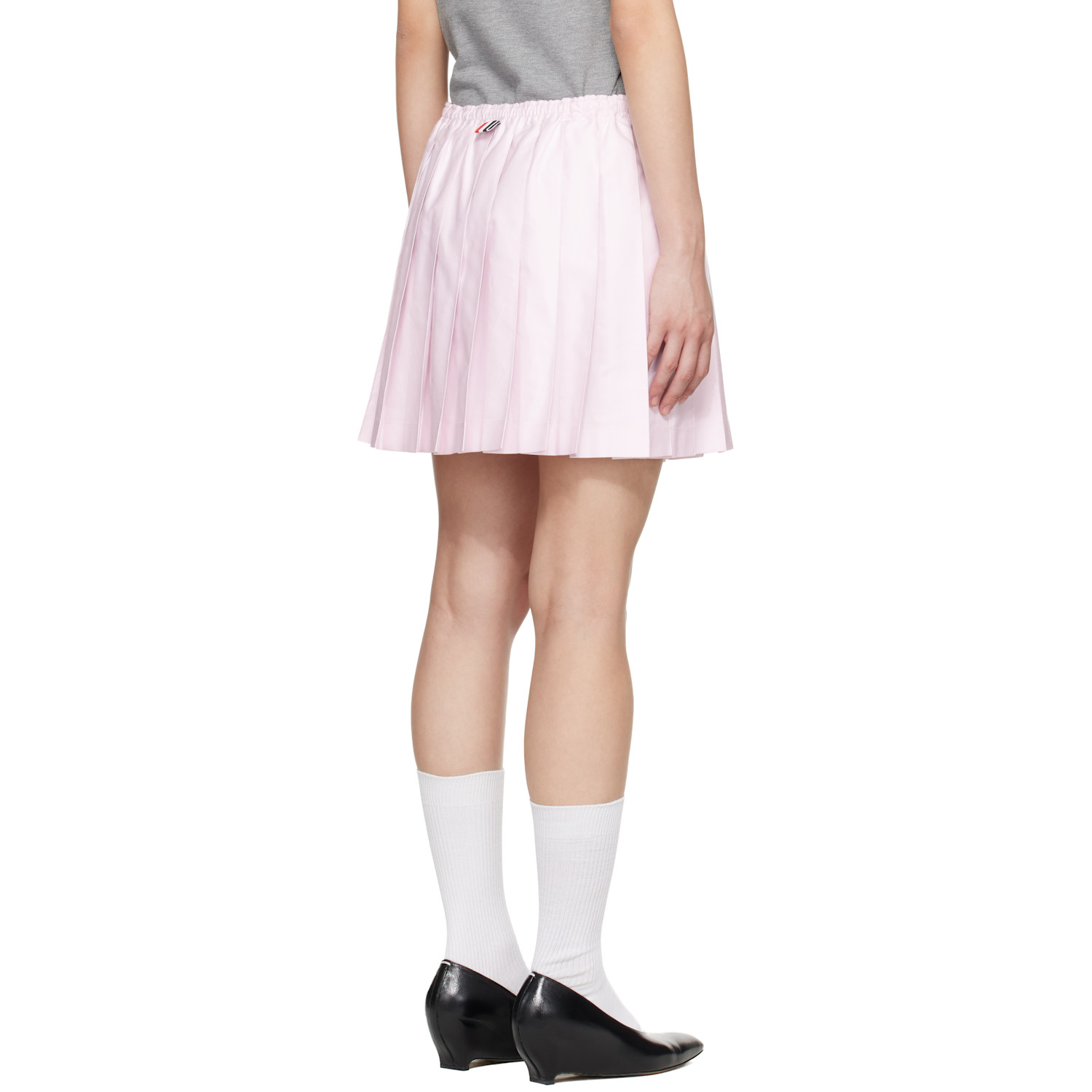  Thom Browne Pink Oxford 4-bar Drawstring Pleated Miniskirt 