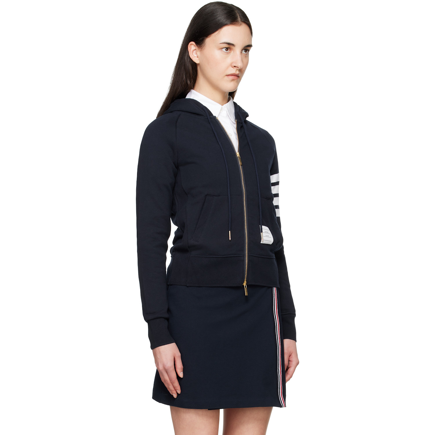  Thom Browne Navy Classic Loopback 4-bar Zip Hoodie 