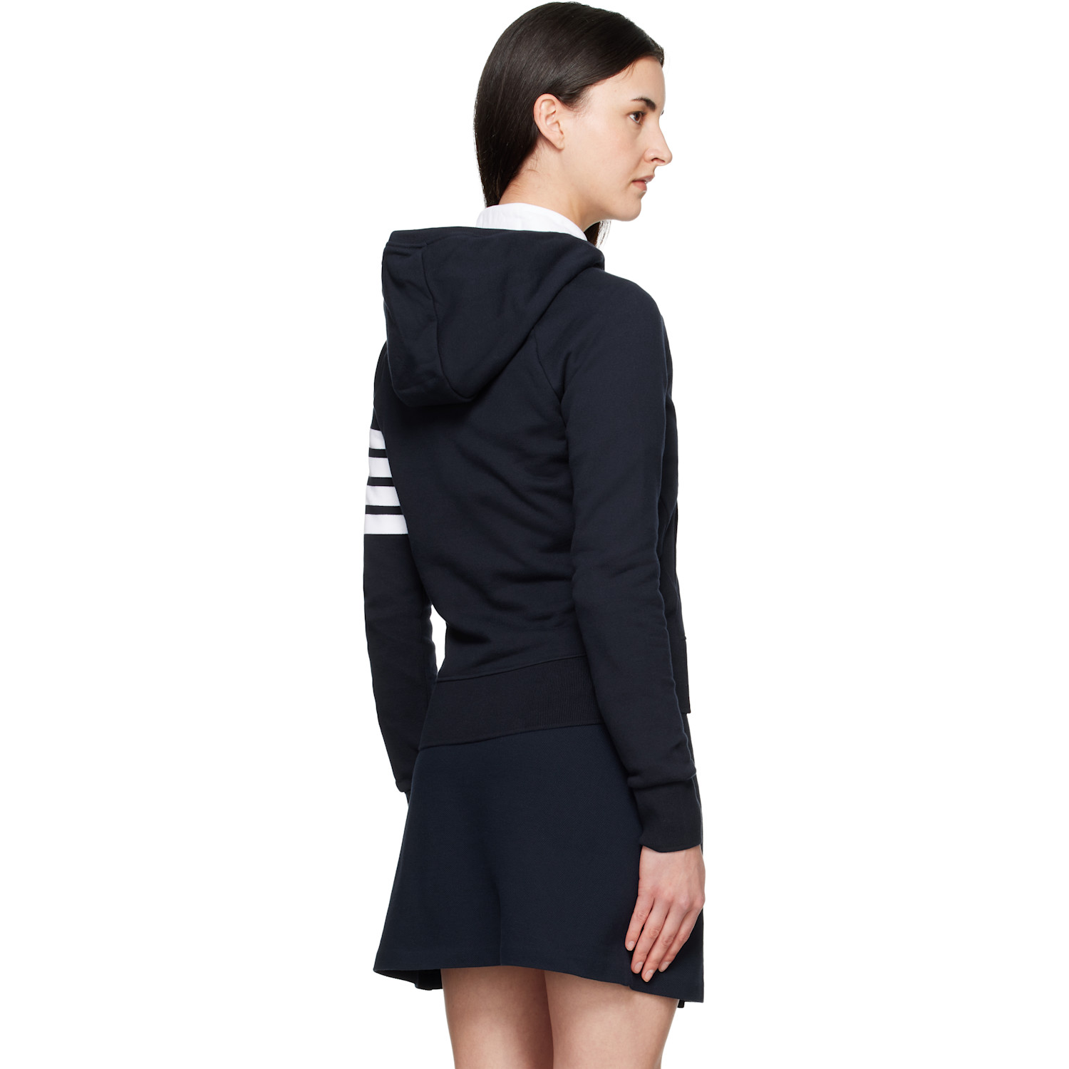  Thom Browne Navy Classic Loopback 4-bar Zip Hoodie 