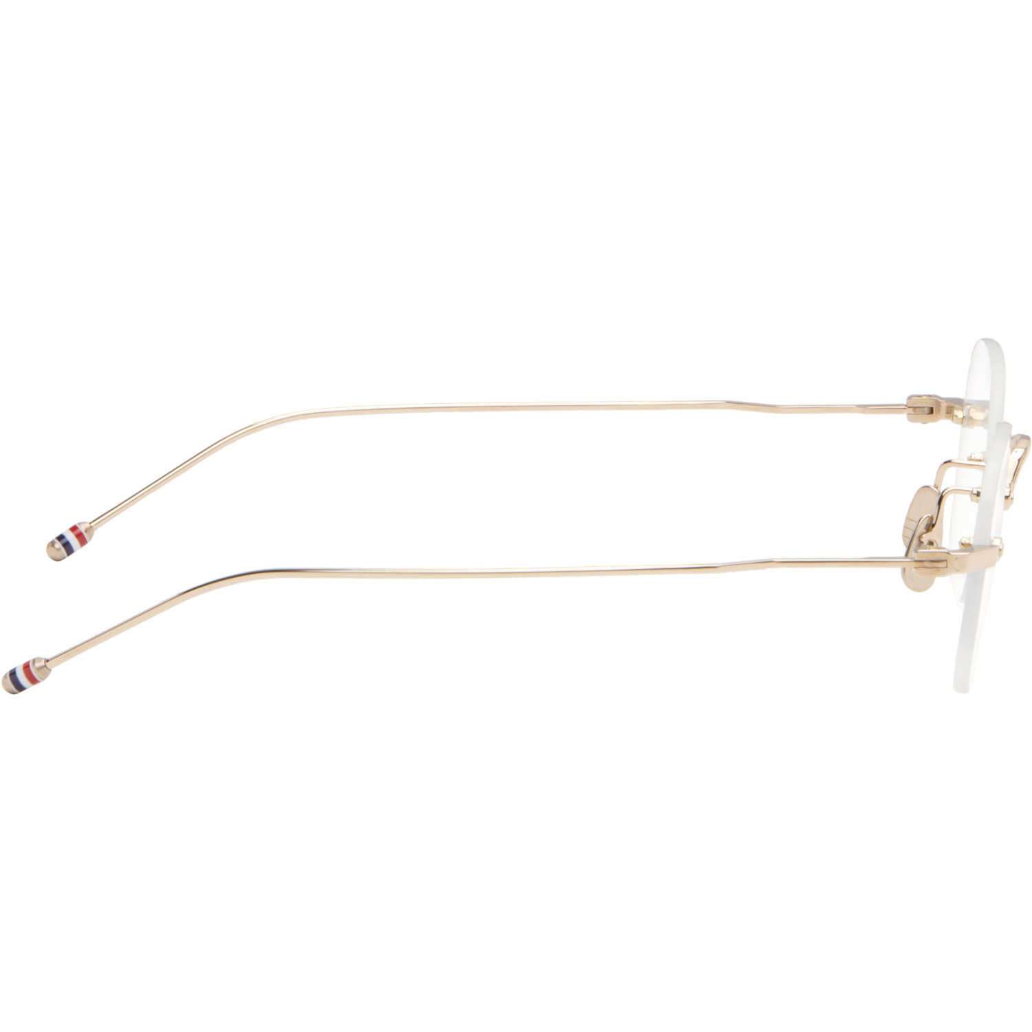  Thom Browne Gold Titanium Rectangular Rimless Glasses 