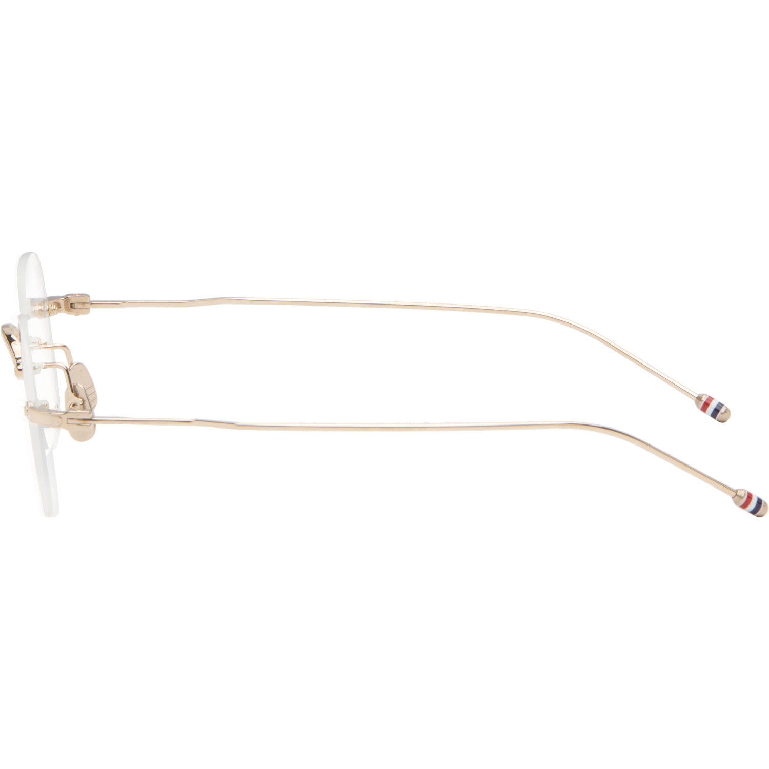  Thom Browne Gold Titanium Rectangular Rimless Glasses 