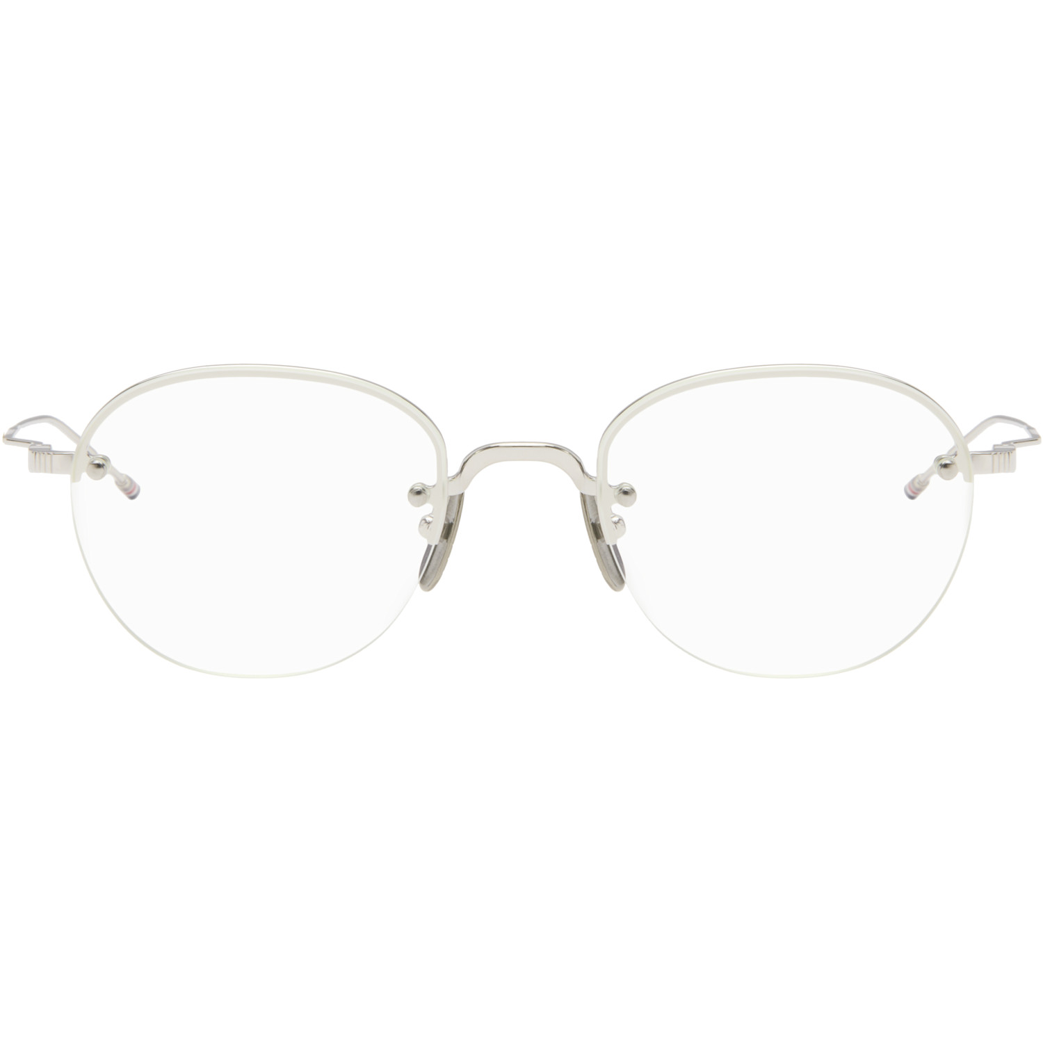 Thom Browne Silver Titanium Semi Rimless Oval Glasses