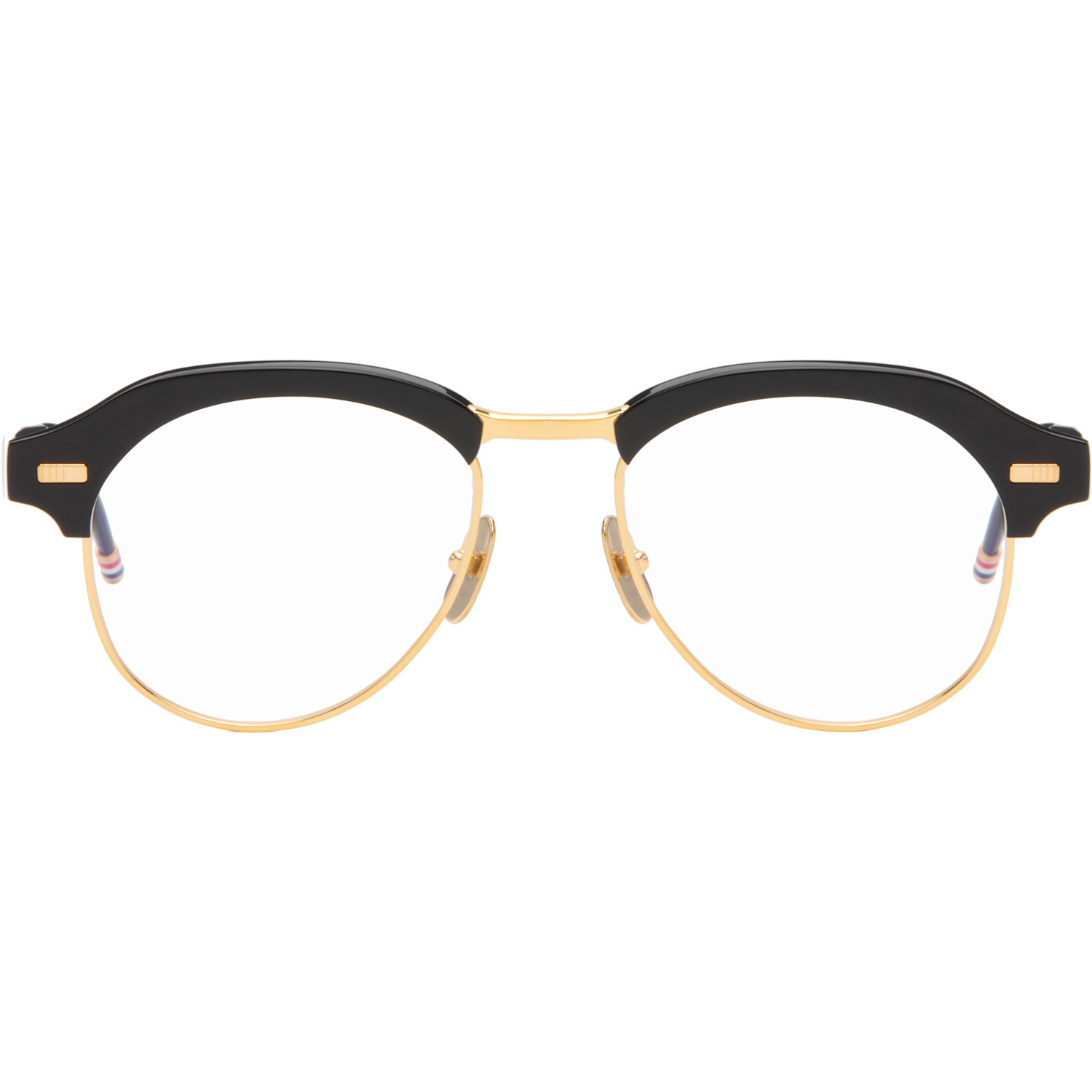 Thom Browne Black Acetate & Titanium Pilot Glasses