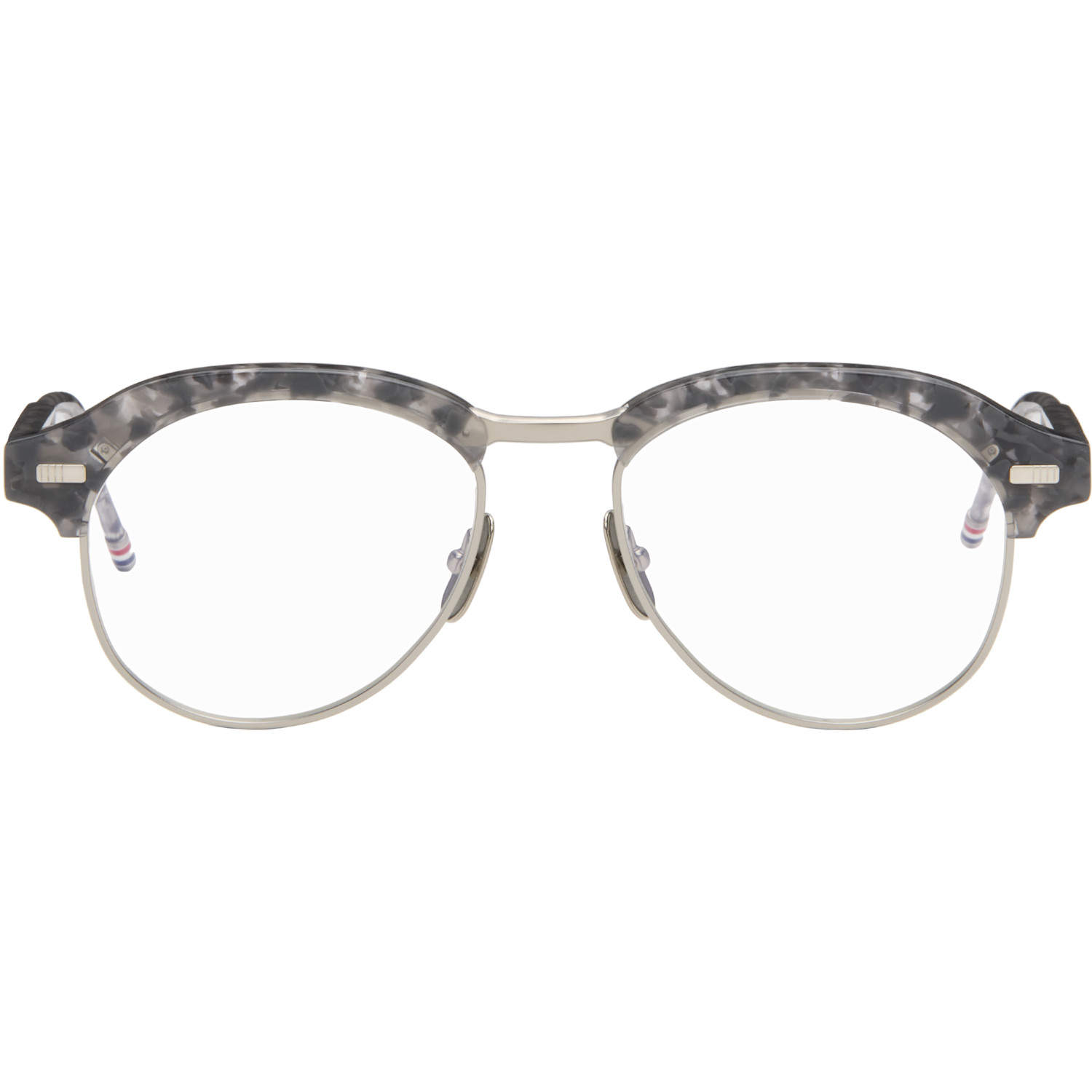 Thom Browne Gray Acetate & Titanium Pilot Glasses