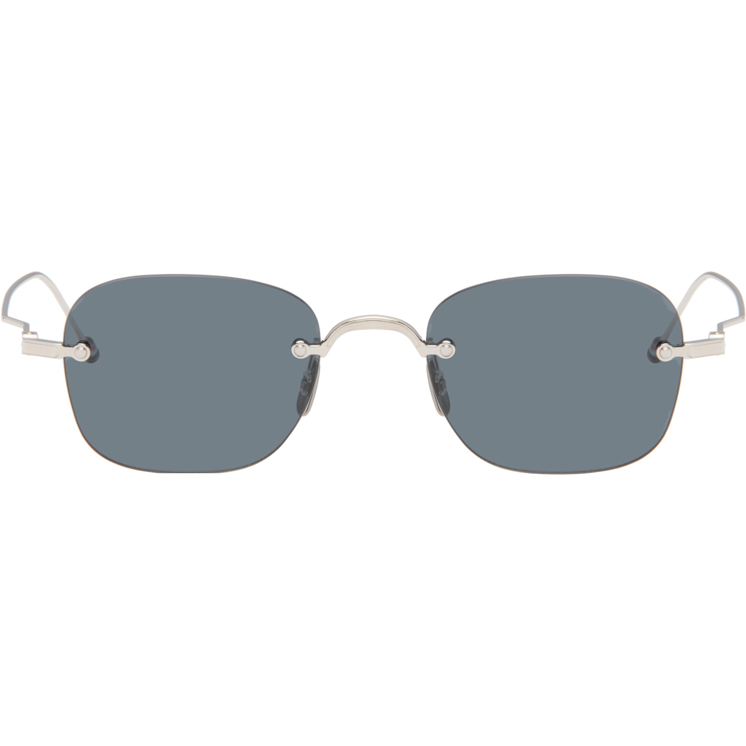 Thom Browne Silver Rectangular Rimless Sunglasses