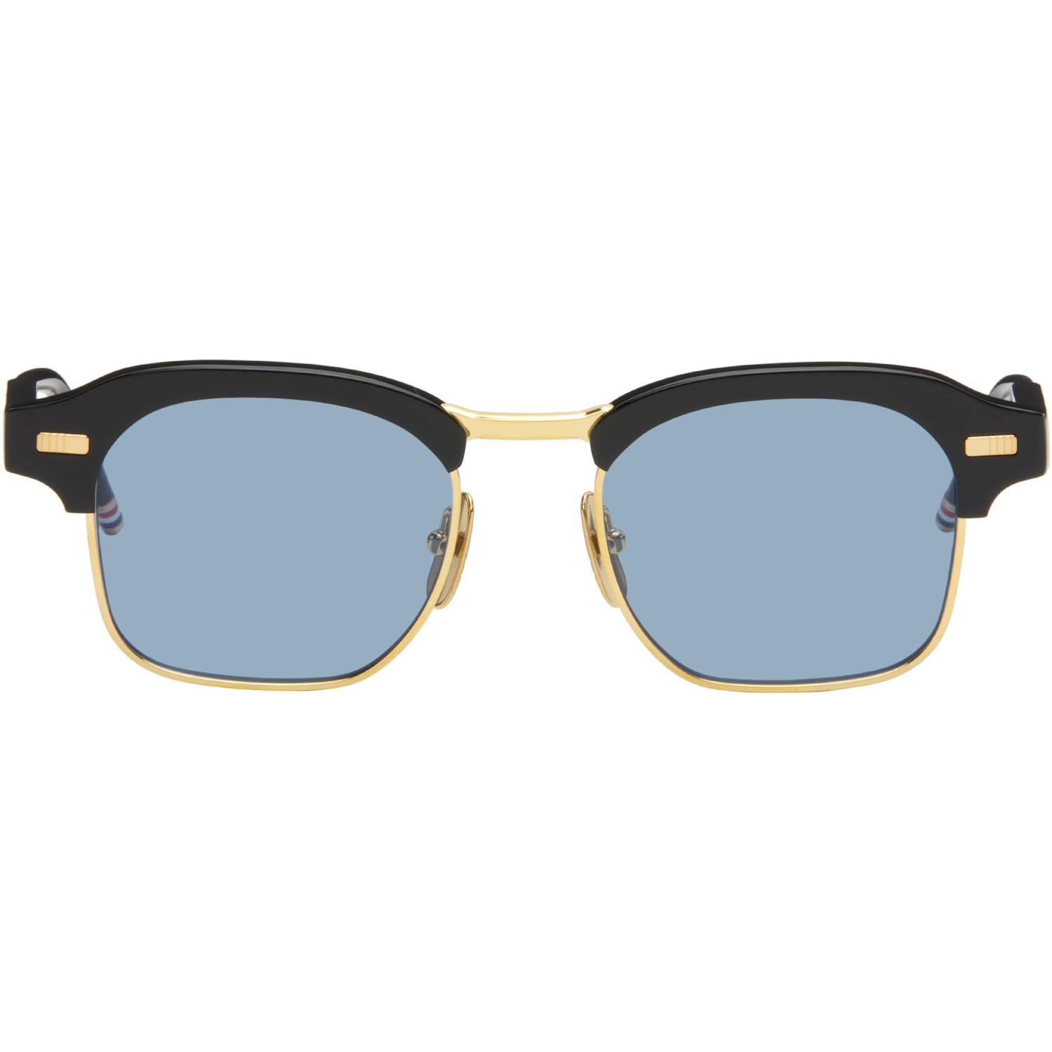 Thom Browne Black Acetate & Titanium Square Sunglasses