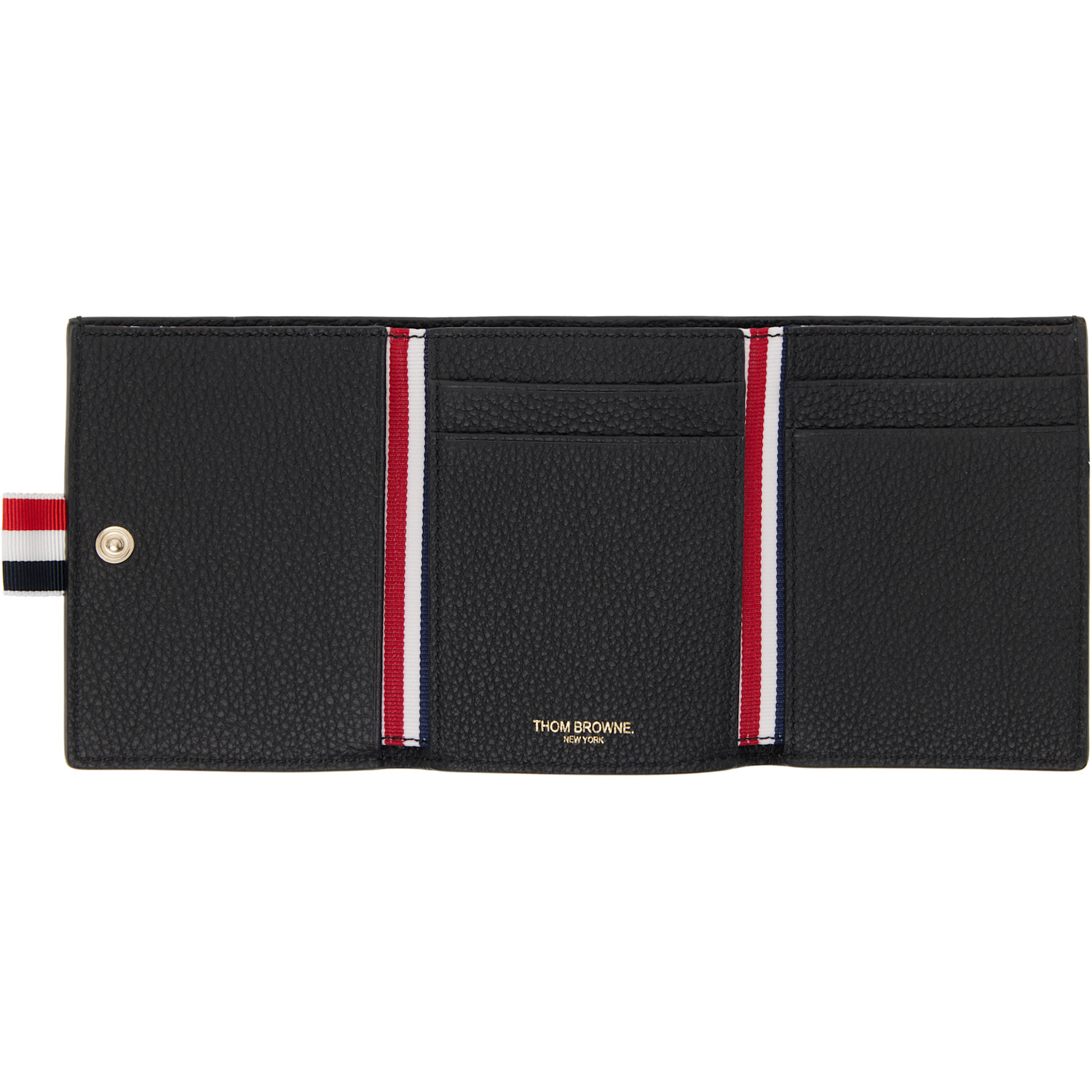  Thom Browne Black Soft Pebble Grain Trifold Wallet 