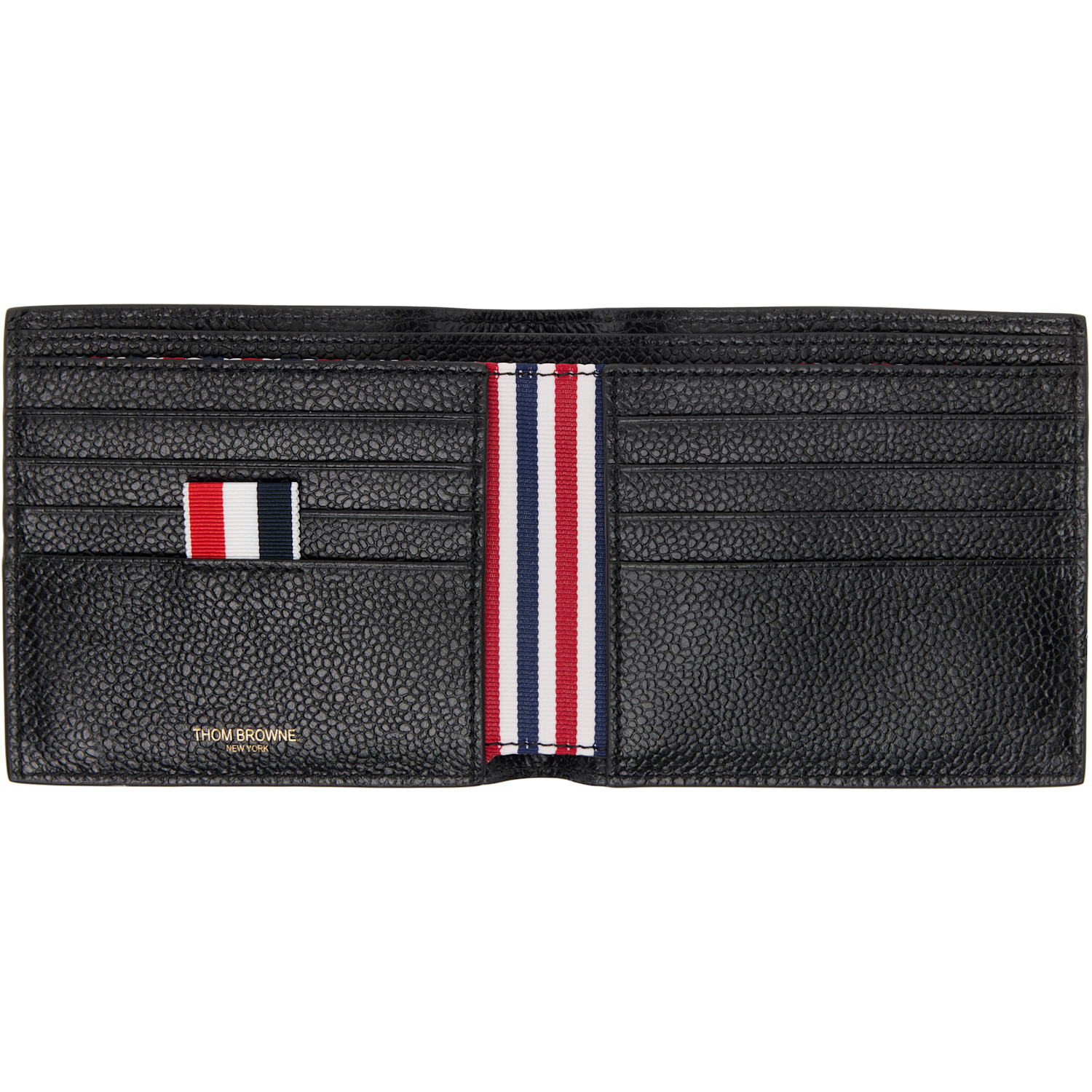  Thom Browne Black Pebble Grain Leather Billfold Wallet 