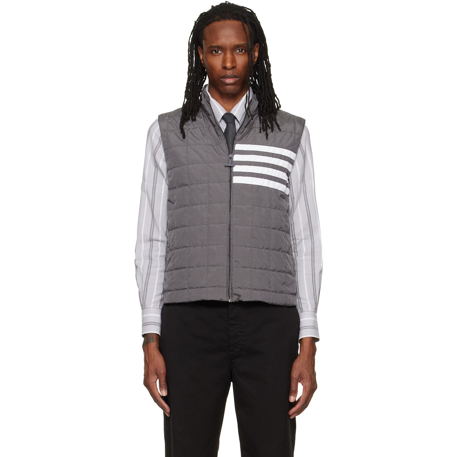 Thom Browne Gray Ripstop Light Weight Down Vest