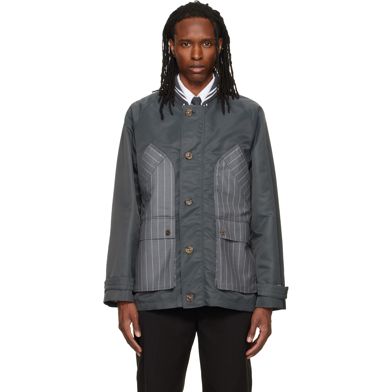 Thom Browne Gray Tech Twill Field Jacket