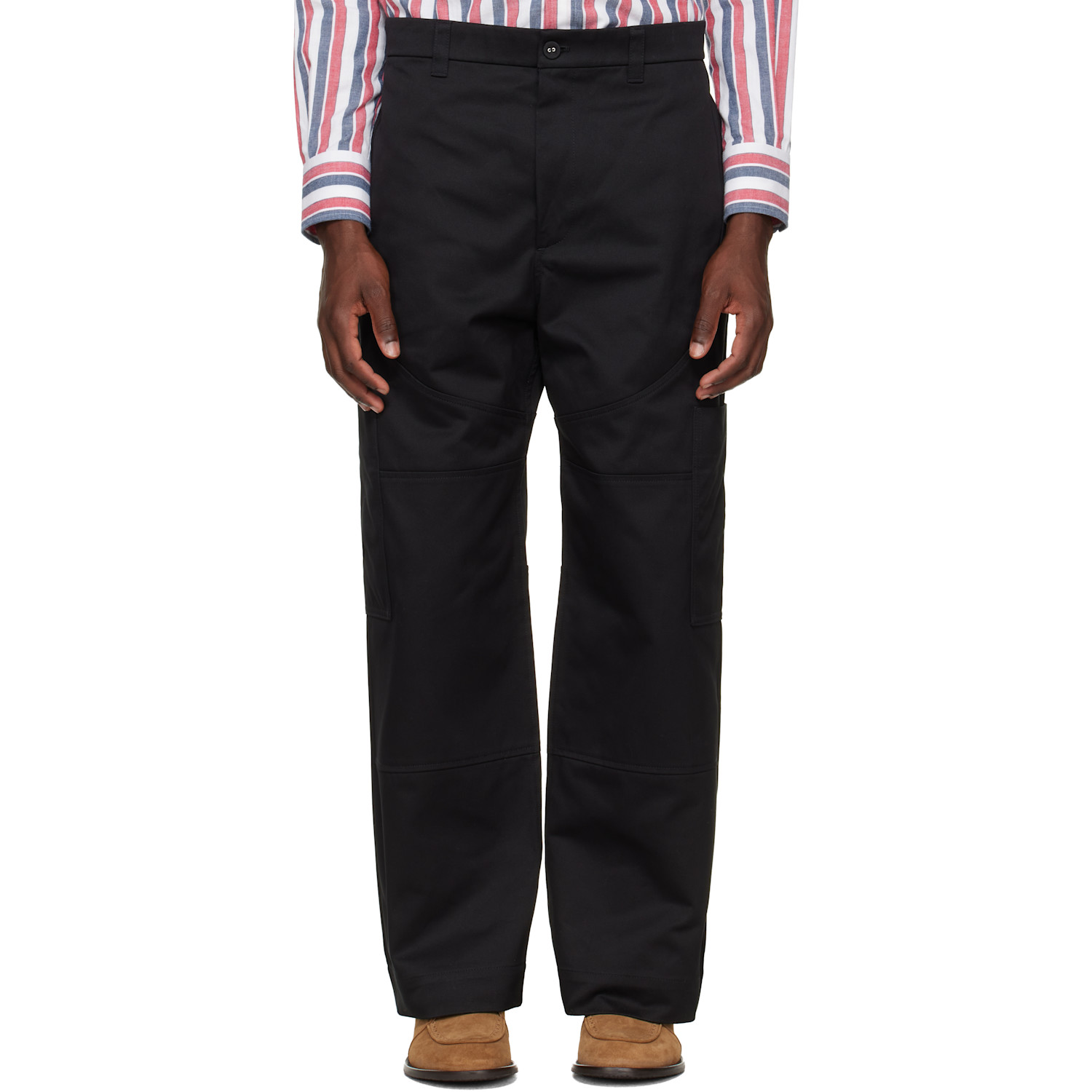 Thom Browne Black Wide Leg Chap Painter Pants